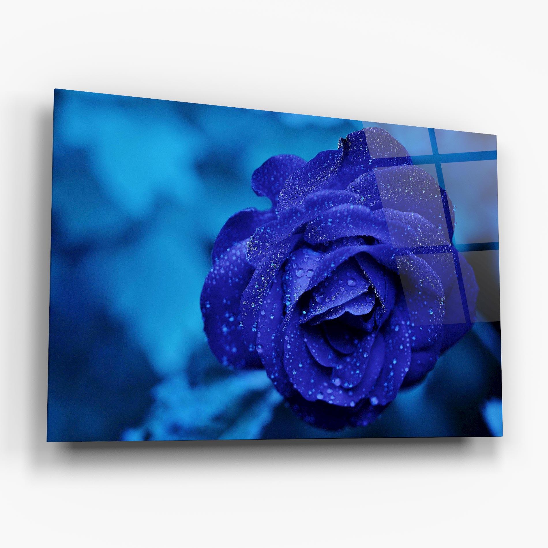Стъклена картина Blue Water Rose mockup 6