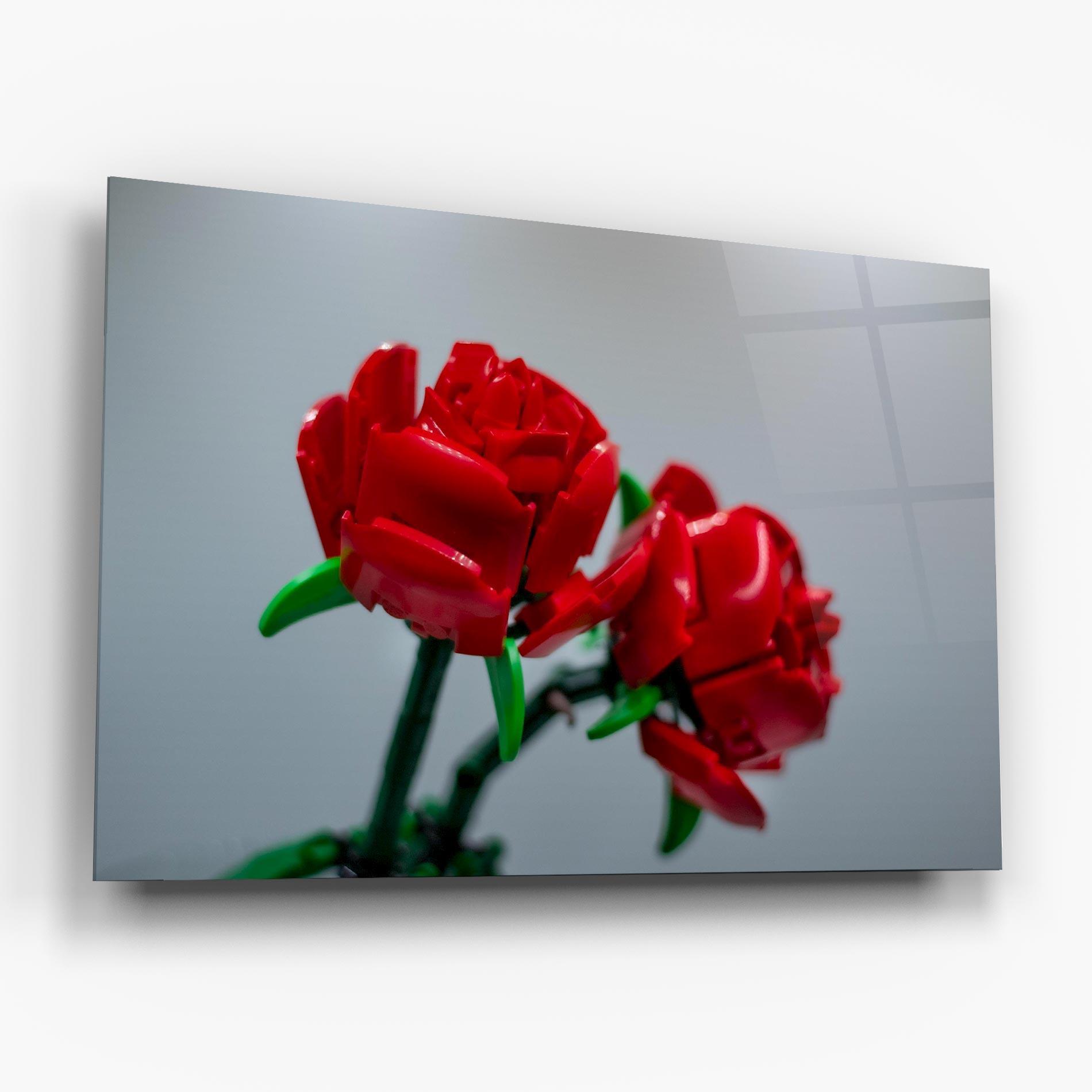 Стъклена картина Lego Red Roses mockup 6