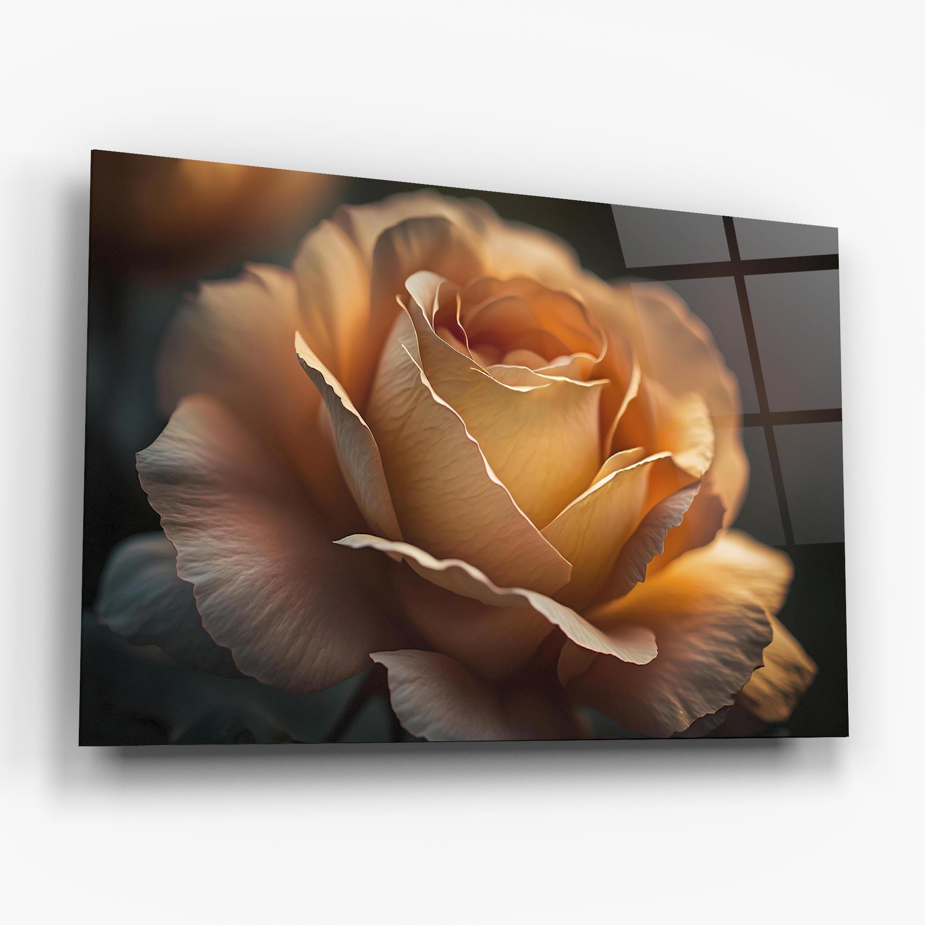 Стъклена картина Light Orange Rose Close Up mockup 6