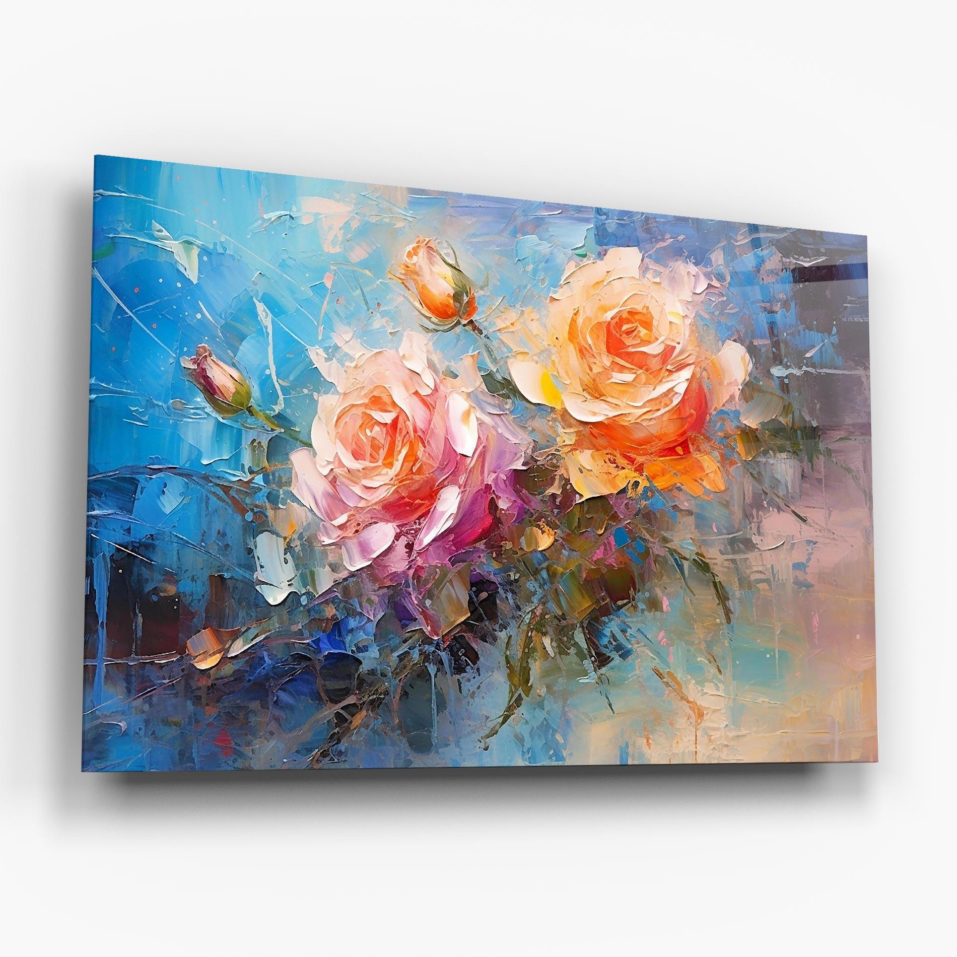 Стъклена картина Light Orange Rose Painting mockup 6