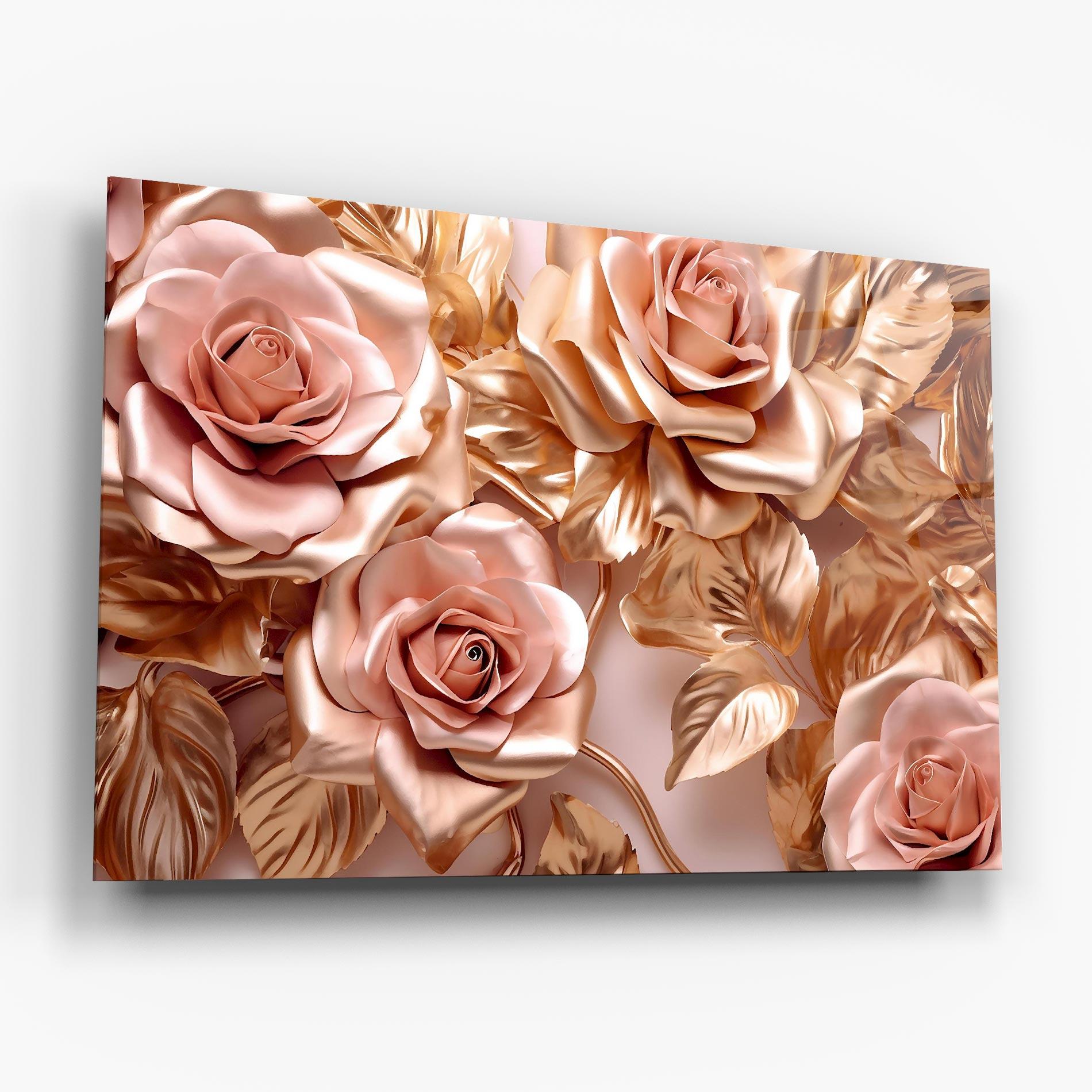 Стъклена картина Pink Golden Roses mockup 6