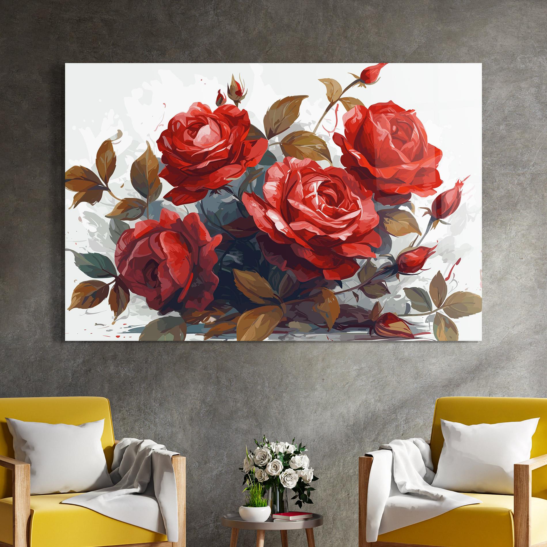 Стъклена картина Beautiful Red Roses mockup 4
