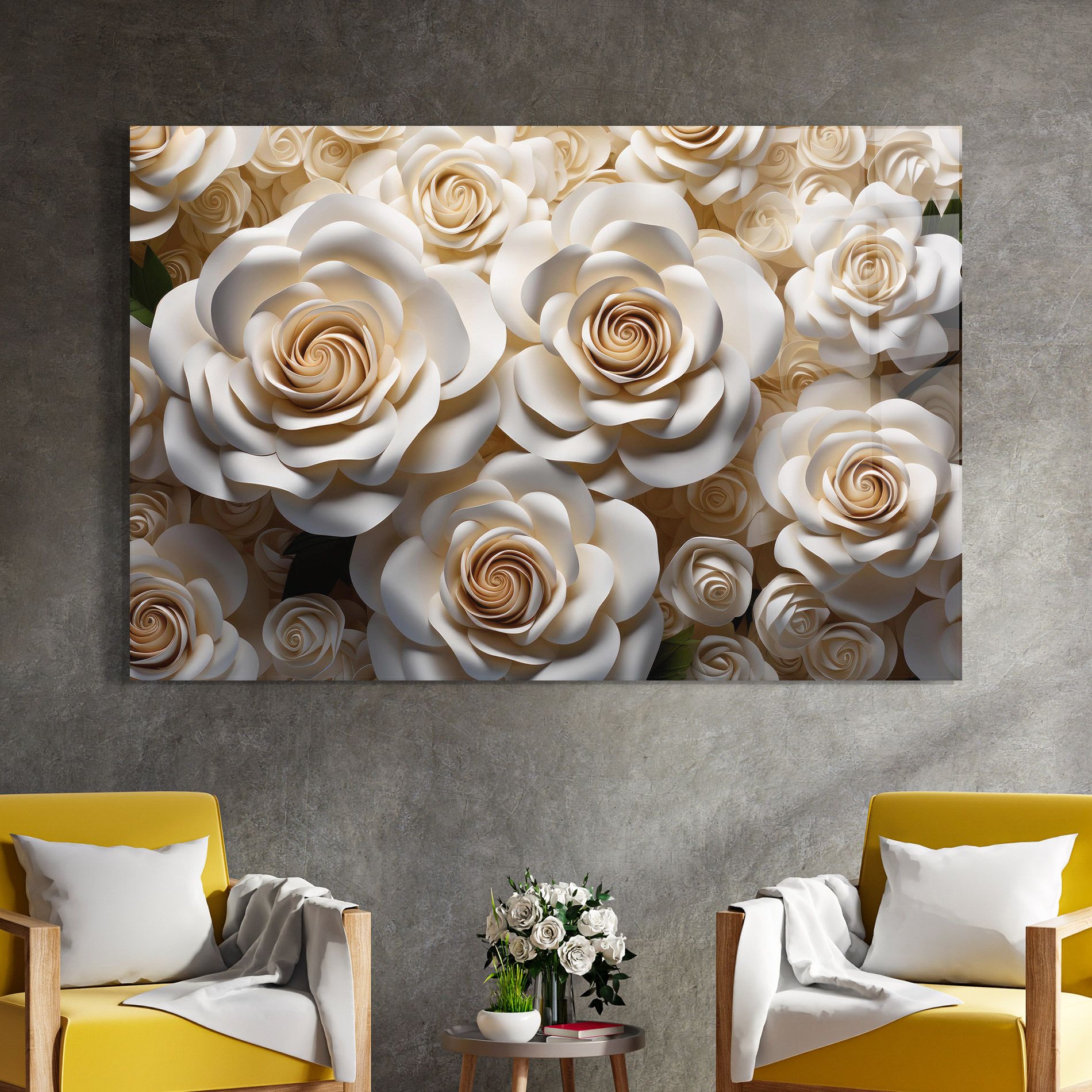 Cream Roses Wall mockup 4