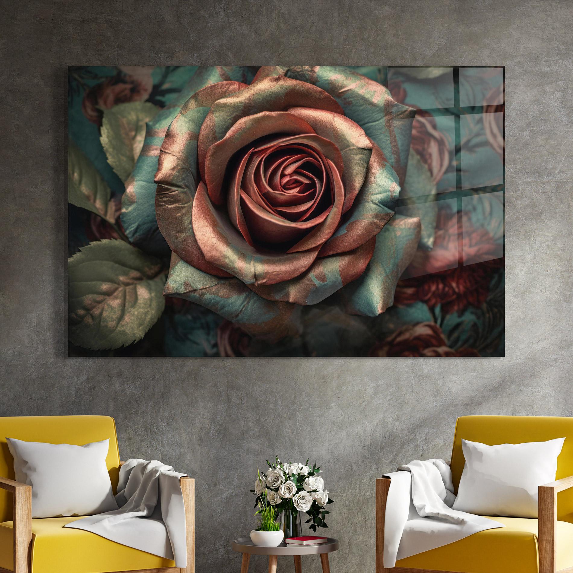 Стъклена картина Exotic Blue Rose mockup 4