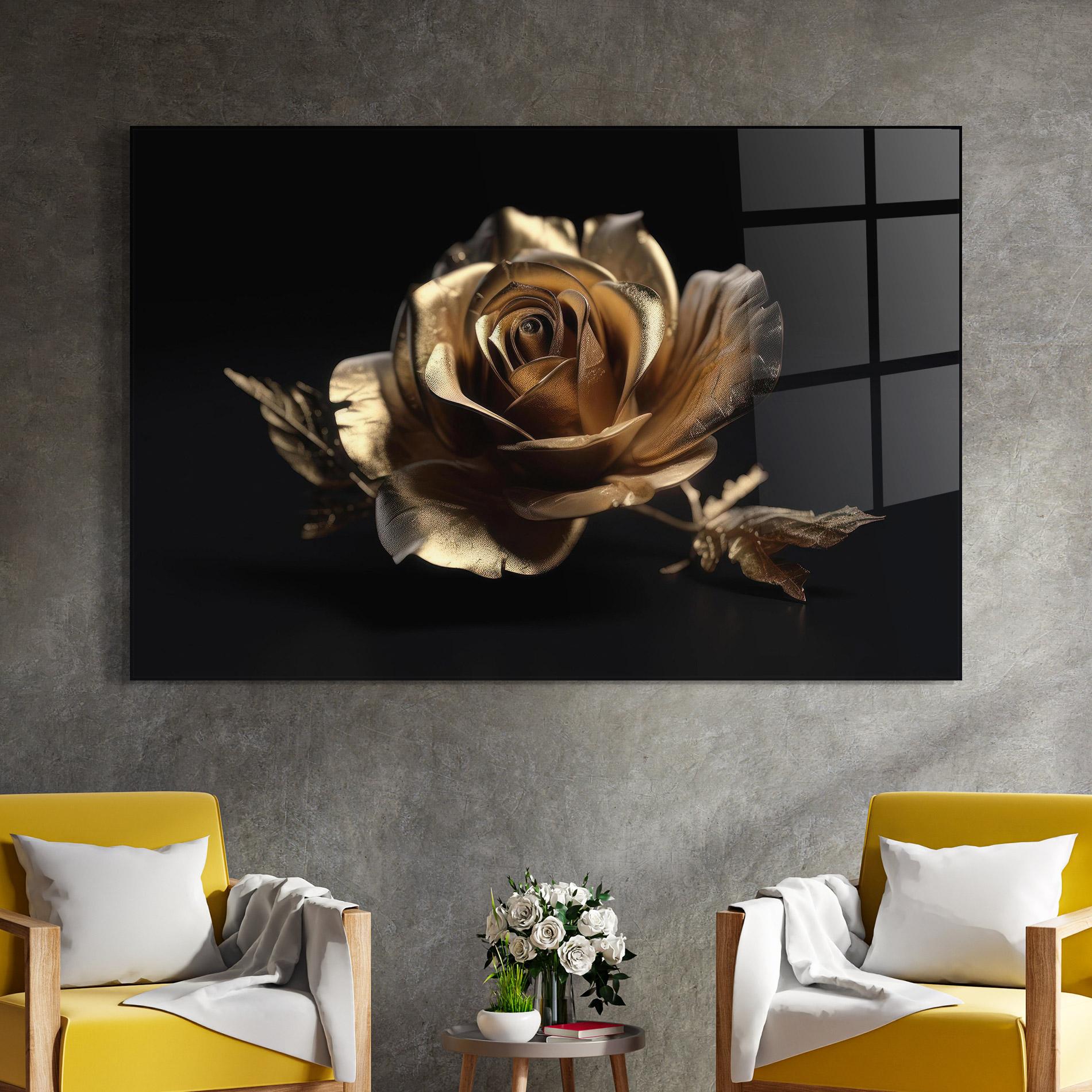 Стъклена картина Gold Rose mockup 4