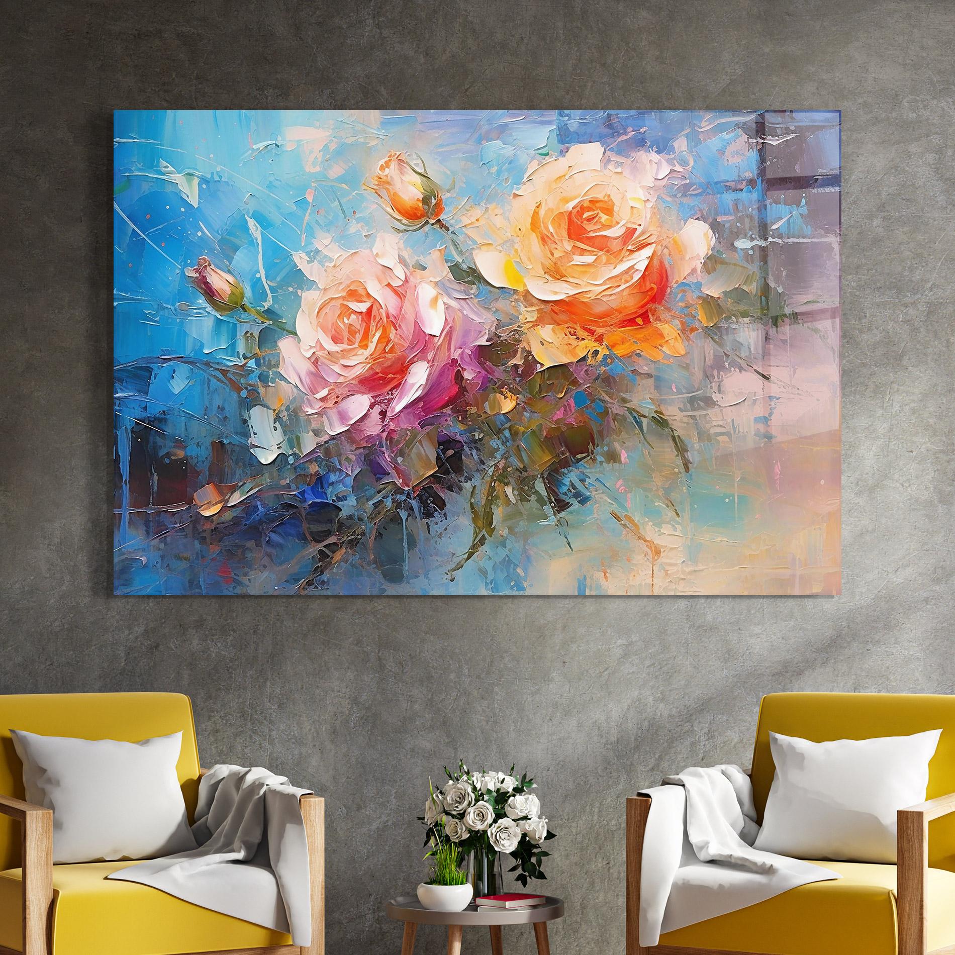 Стъклена картина Light Orange Rose Painting mockup 4