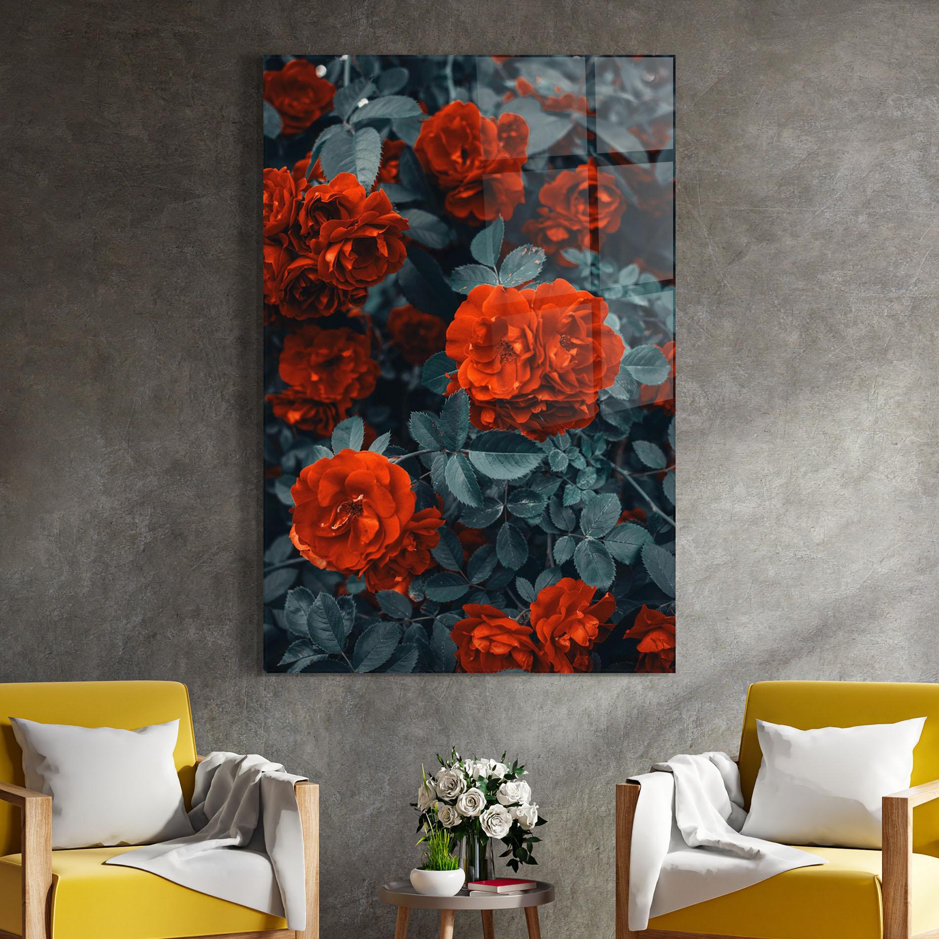 Стъклена картина Bright Red Rose mockup 4