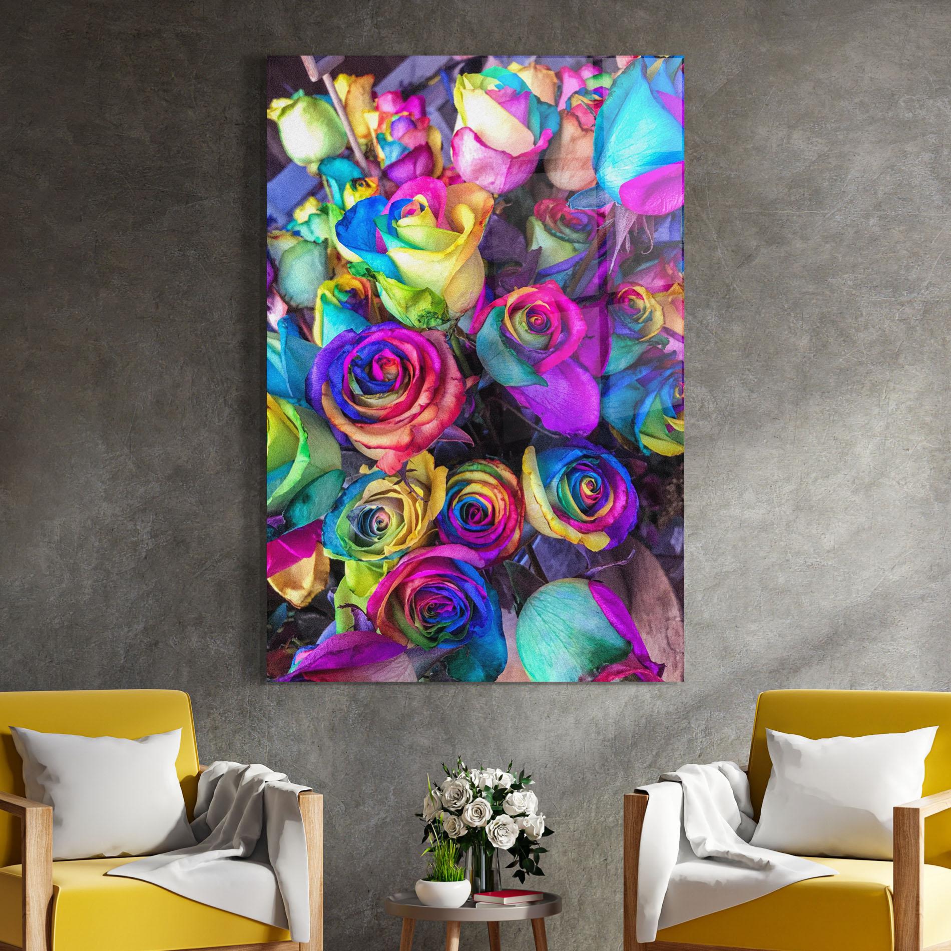 Стъклена картина Collorfull Flowers mockup 4