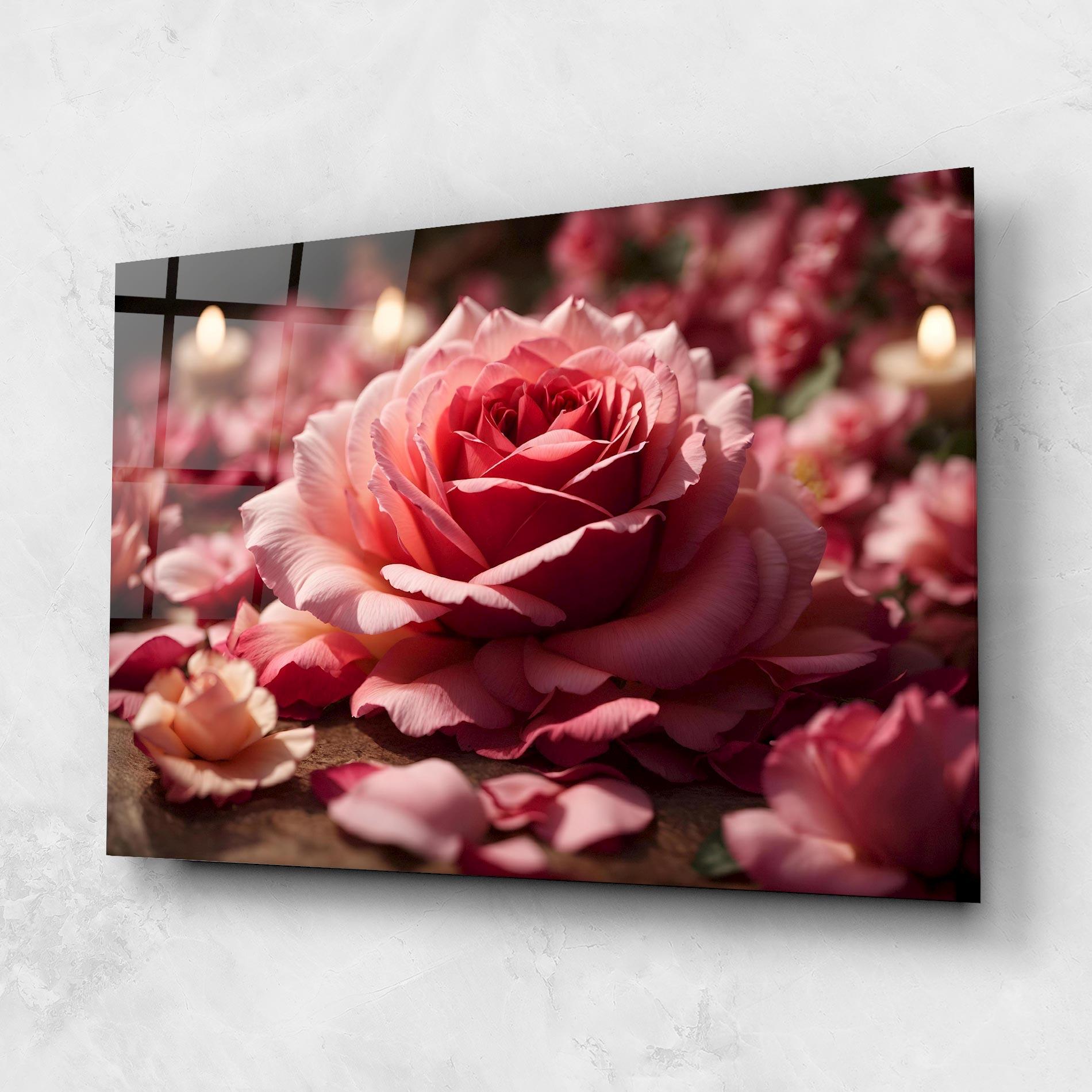 Стъклена картина Big Pink Rose mockup 1