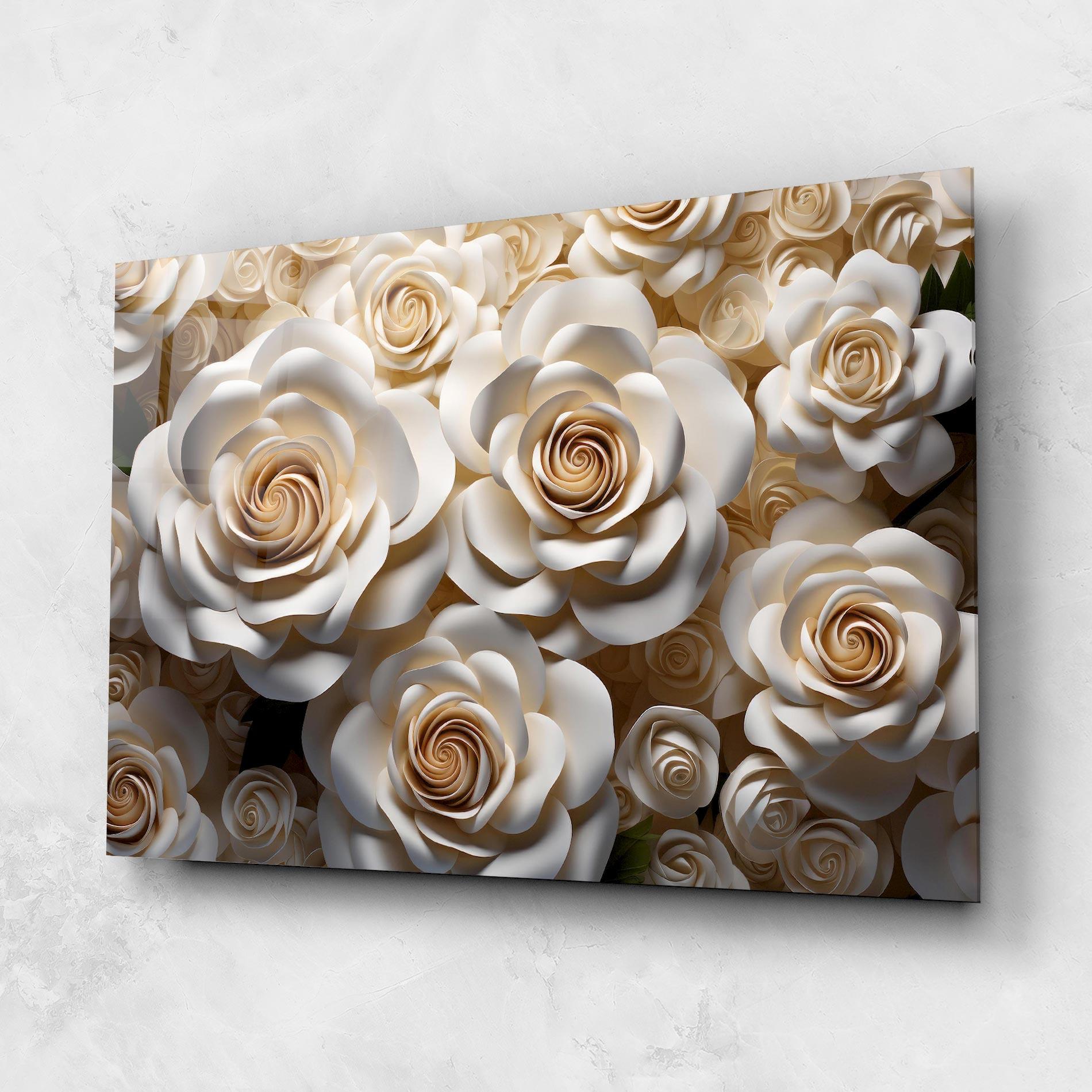 Стъклена картина Cream Roses Wall mockup 1