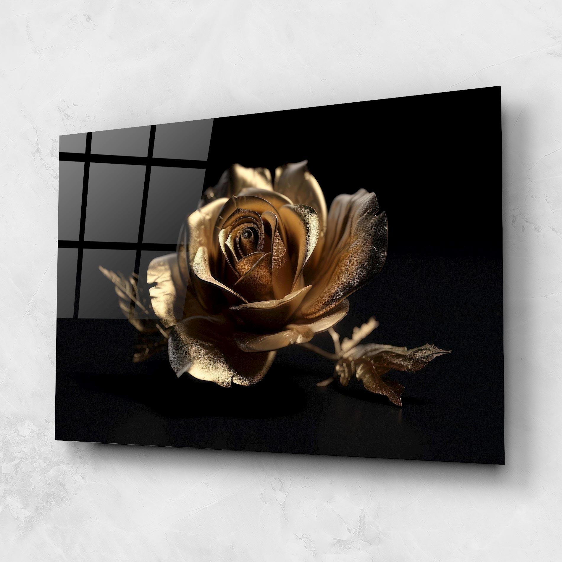 Стъклена картина Gold Rose mockup 1
