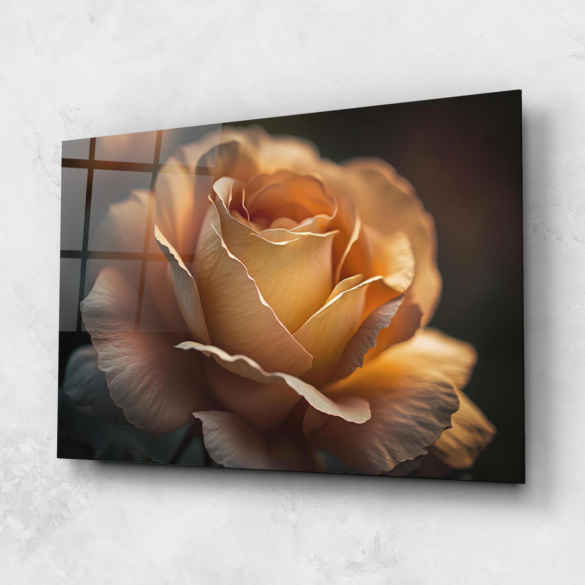 Стъклена картина Light Orange Rose Close Up mockup 1