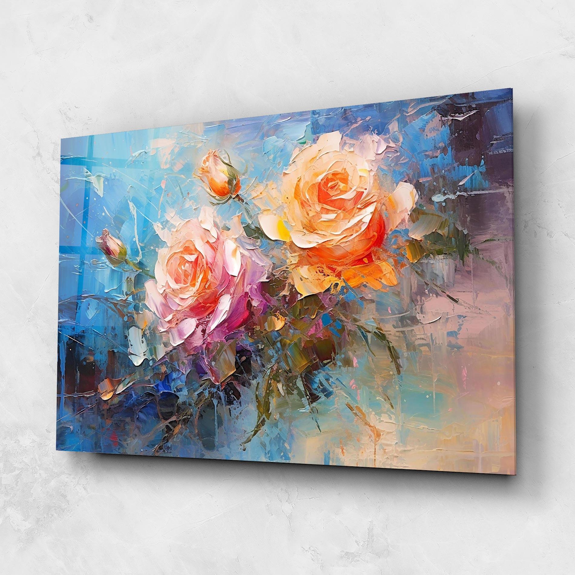 Стъклена картина Light Orange Rose Painting mockup 1