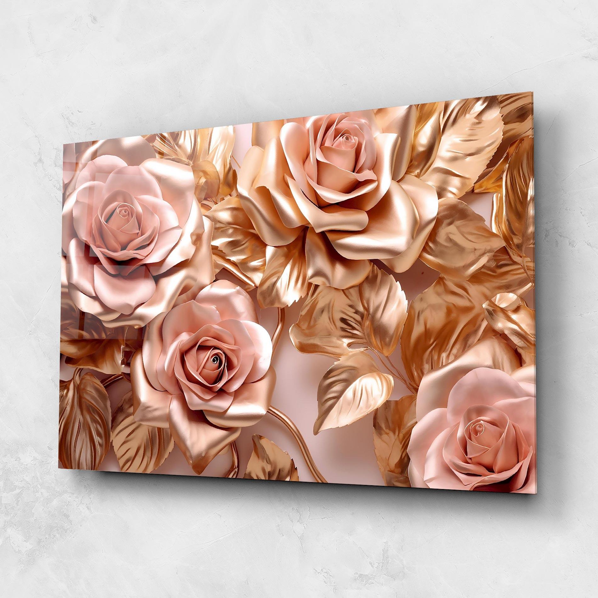 Стъклена картина Pink Golden Roses mockup 1