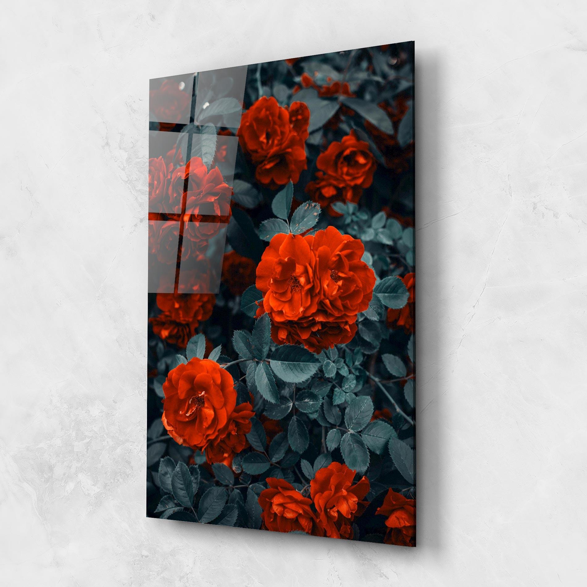 Стъклена картина Bright Red Rose mockup 1