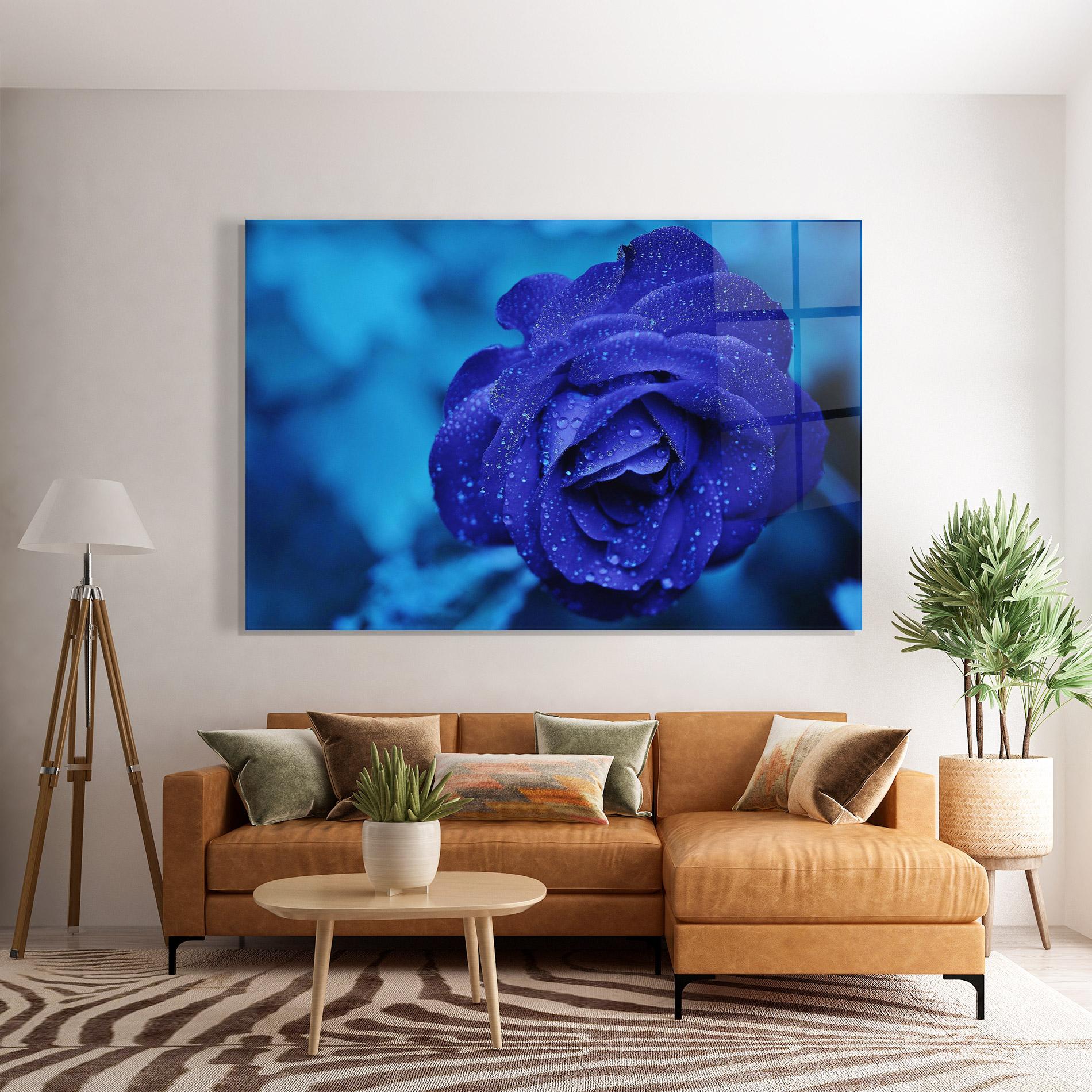 Стъклена картина Blue Water Rose mockup 7