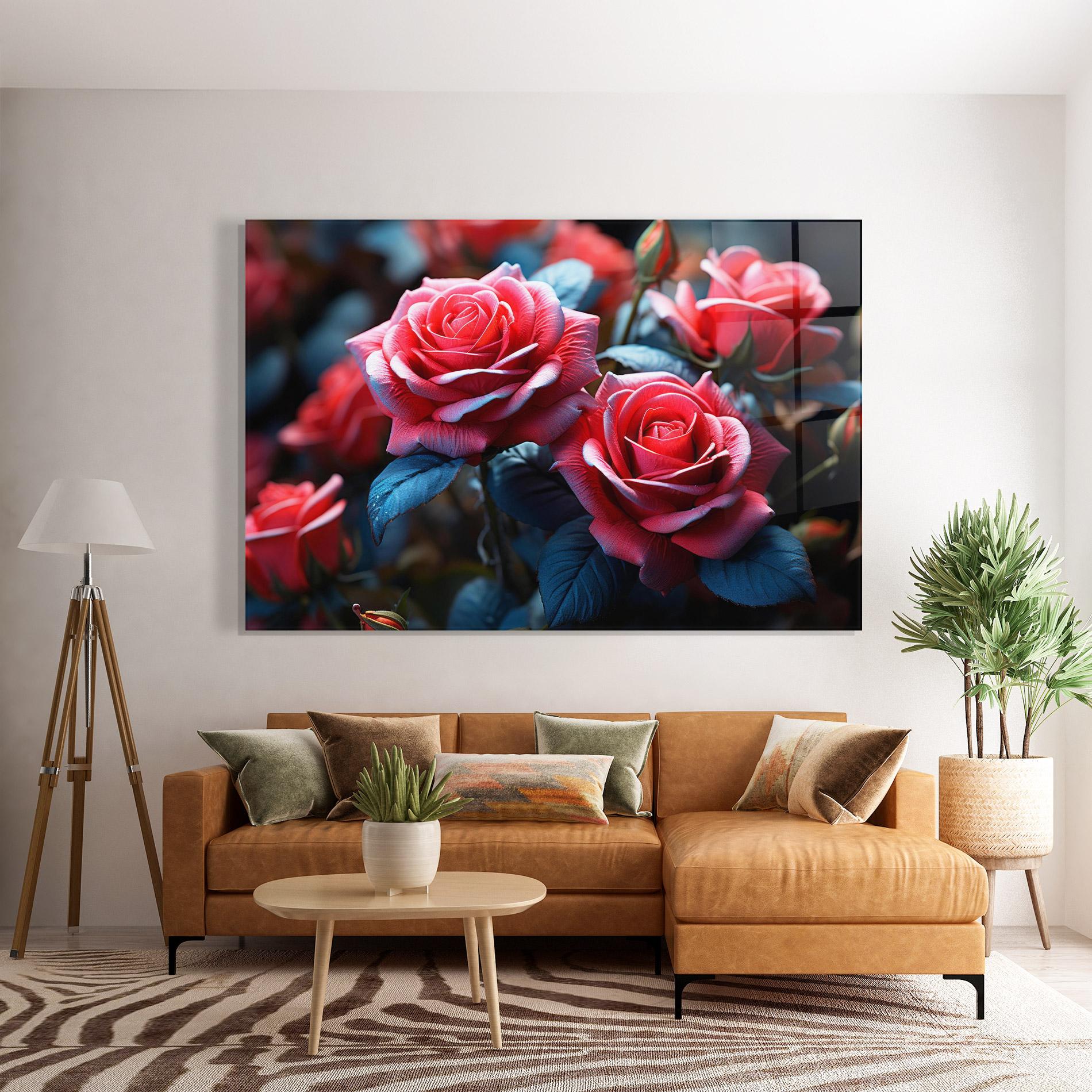 Стъклена картина Dark Pink Rose mockup 7