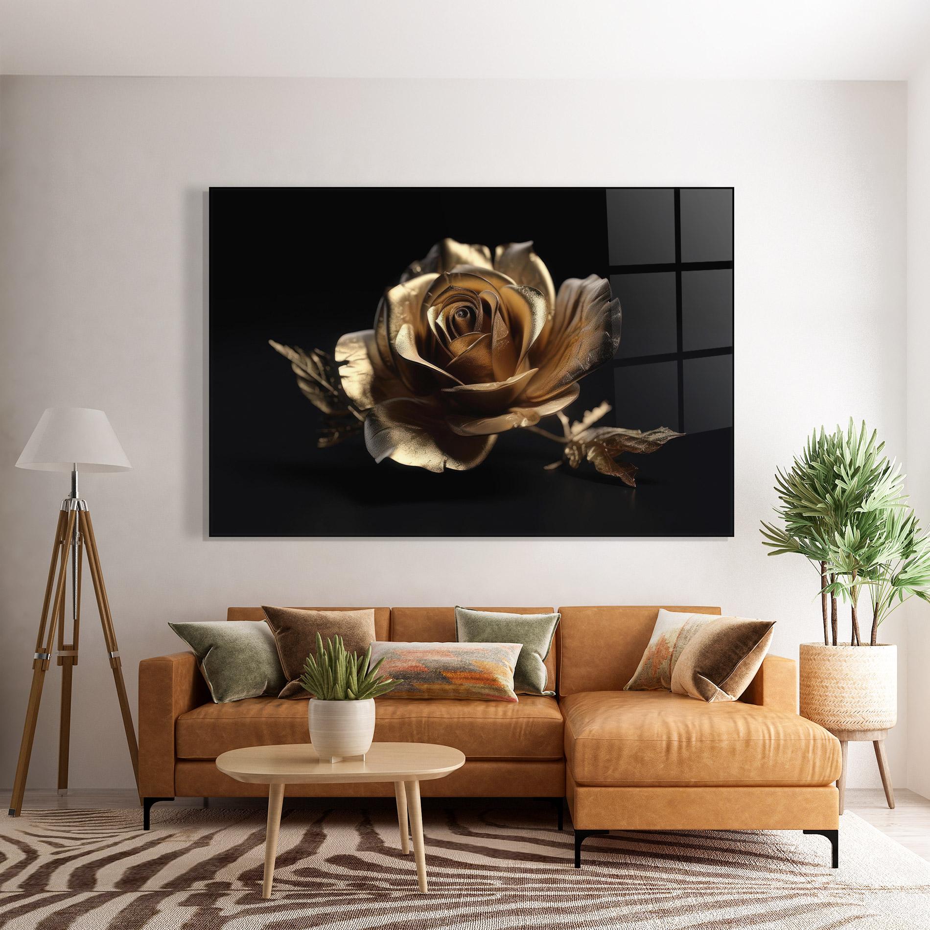 Стъклена картина Gold Rose mockup 7