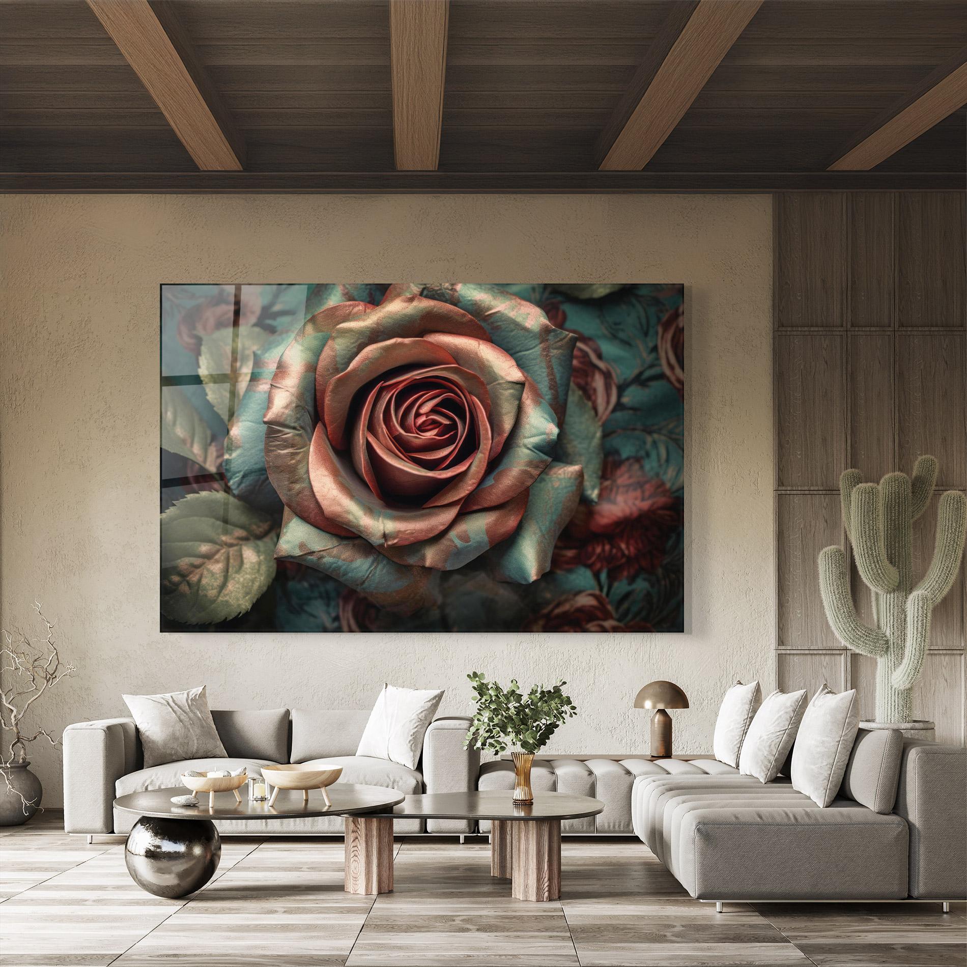 Стъклена картина Exotic Blue Rose mockup 8