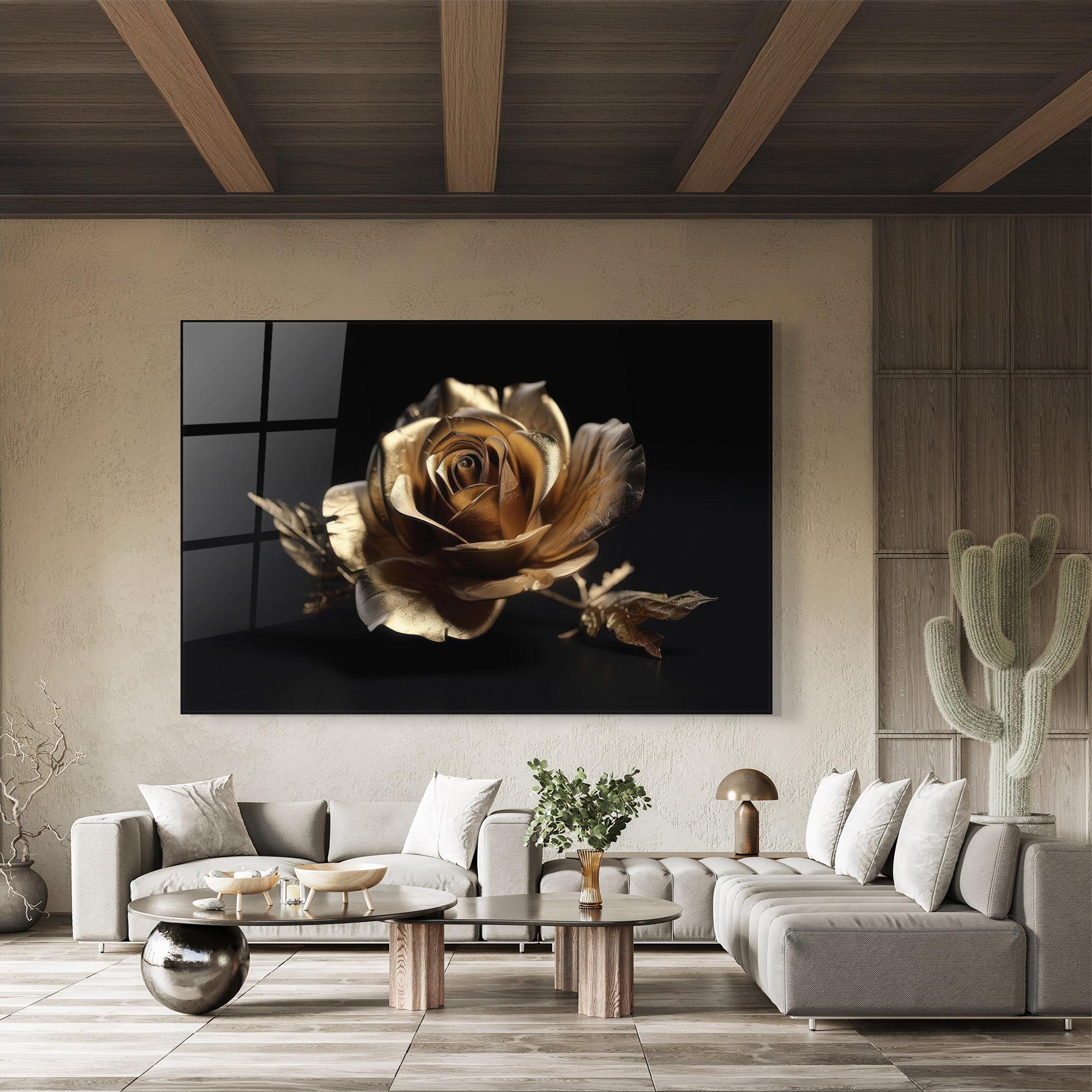 Стъклена картина Gold Rose mockup 8
