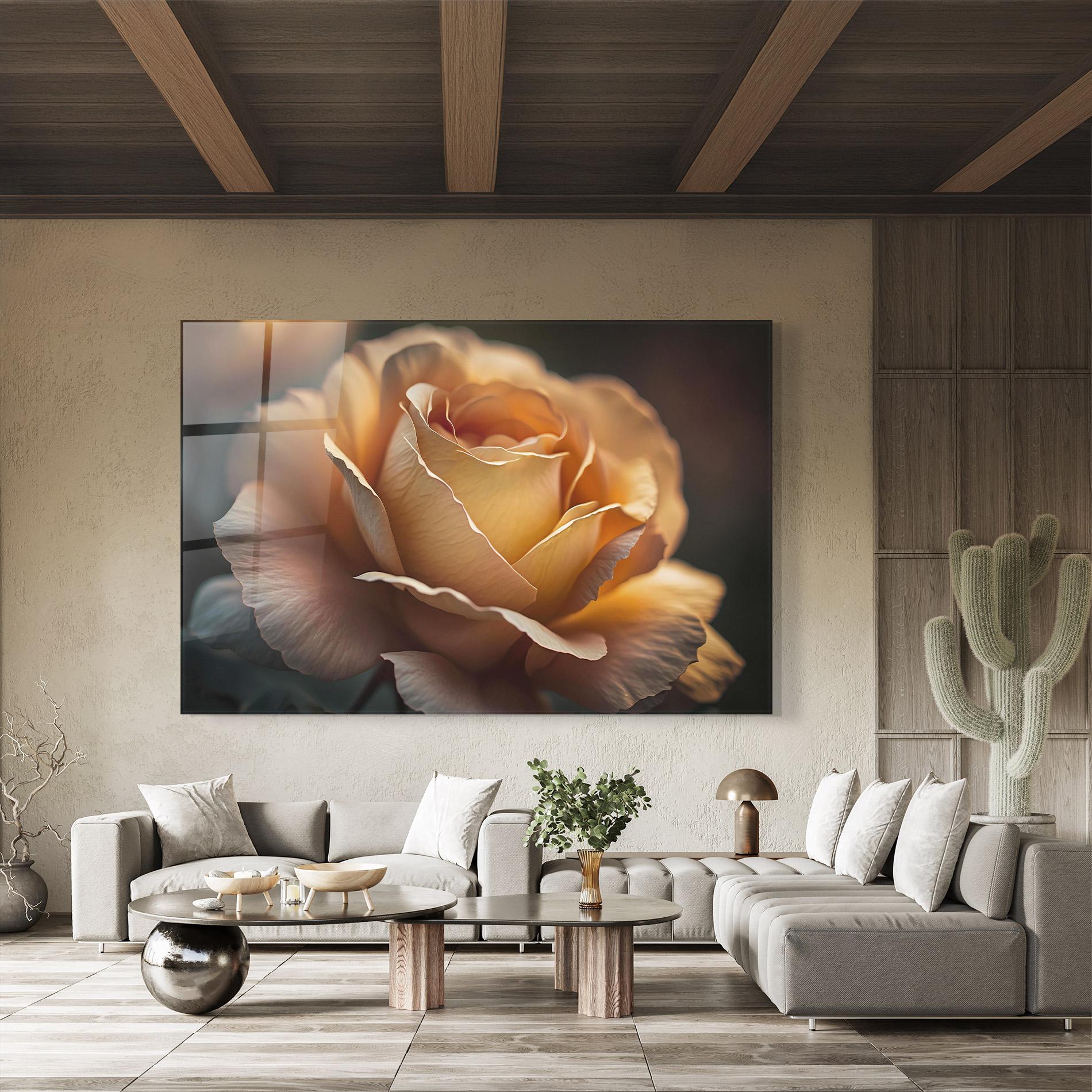 Стъклена картина Light Orange Rose Close Up mockup 8