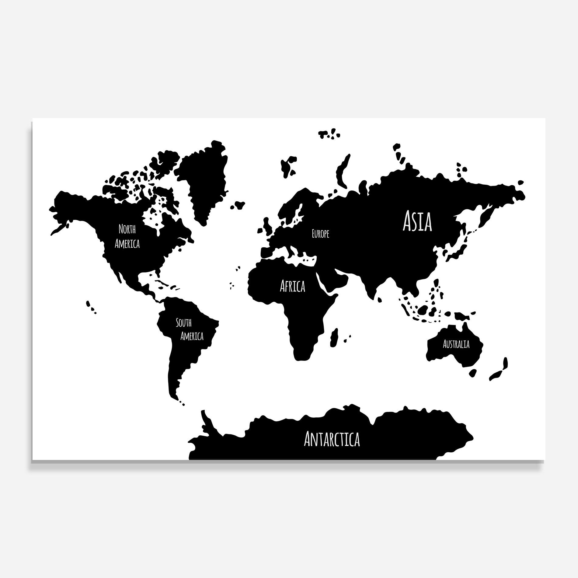 Стъклена картина Black Map World mockup 0