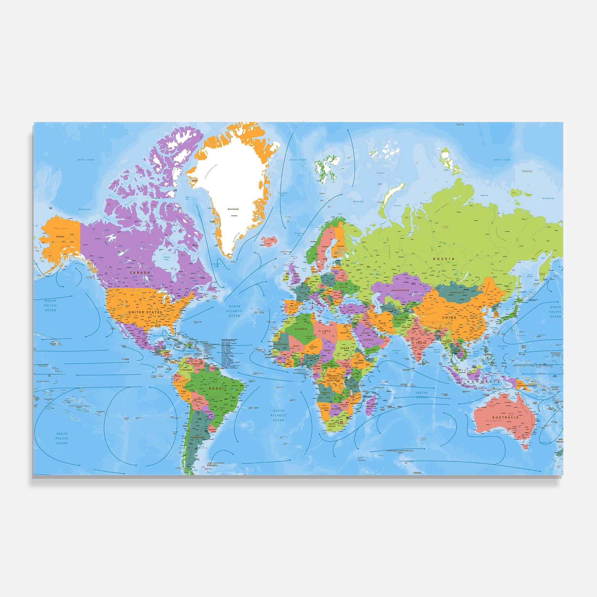 Стъклена картина Color World Map mockup 0