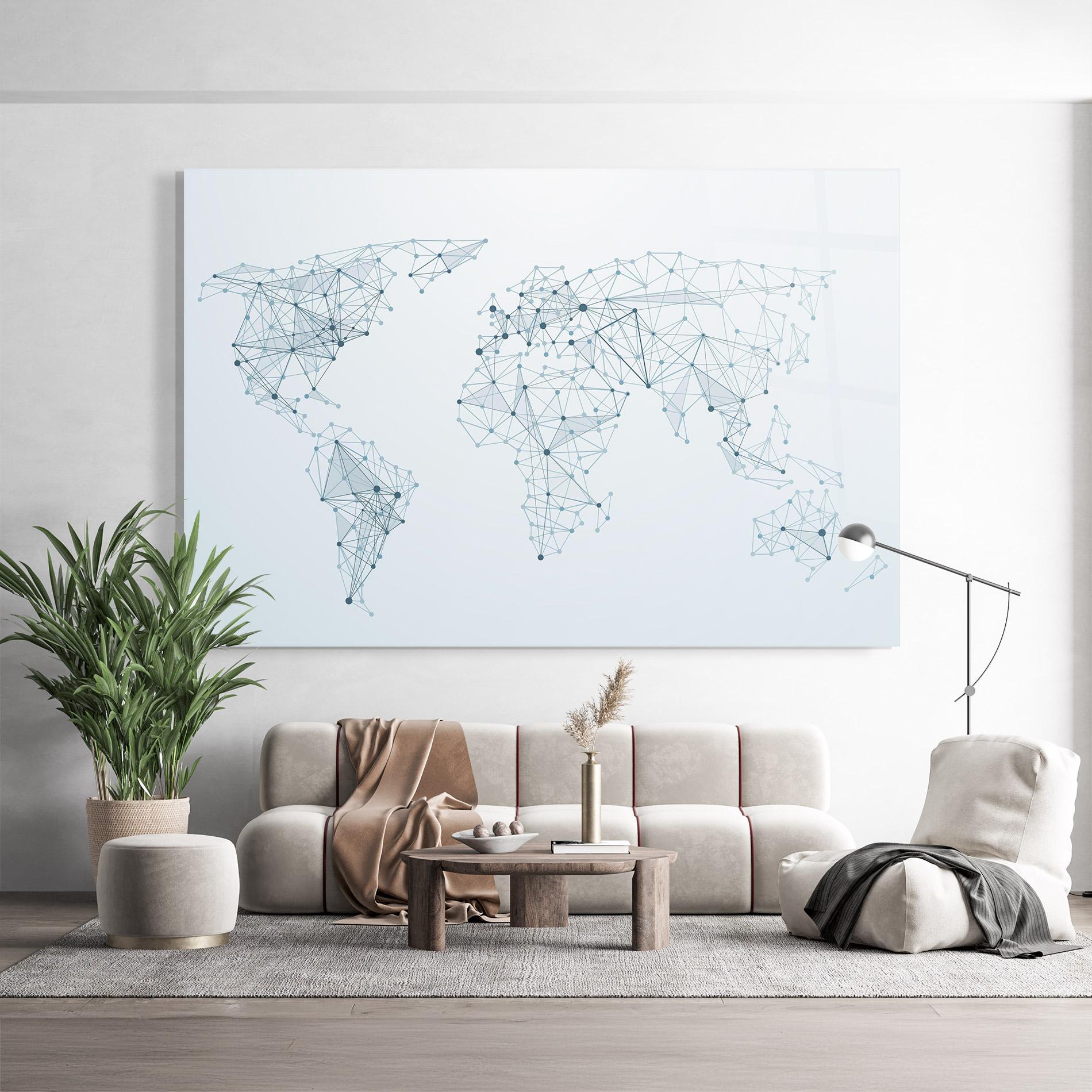 Стъклена картина Blue Line Map mockup 9