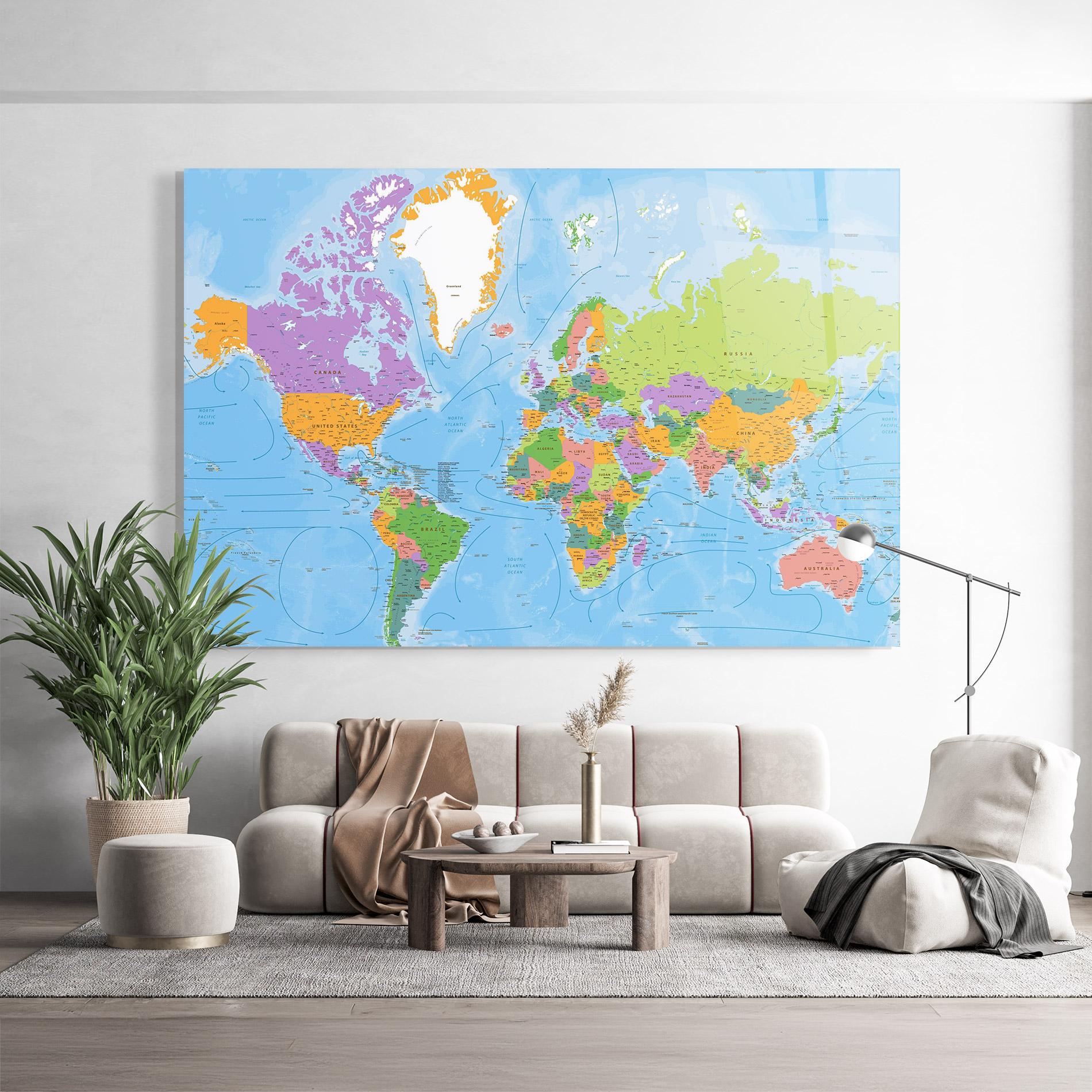 Стъклена картина Color World Map mockup 9