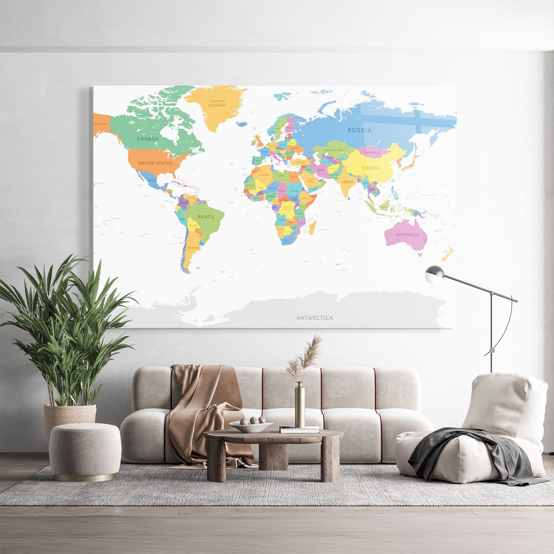 Стъклена картина World Map mockup 9