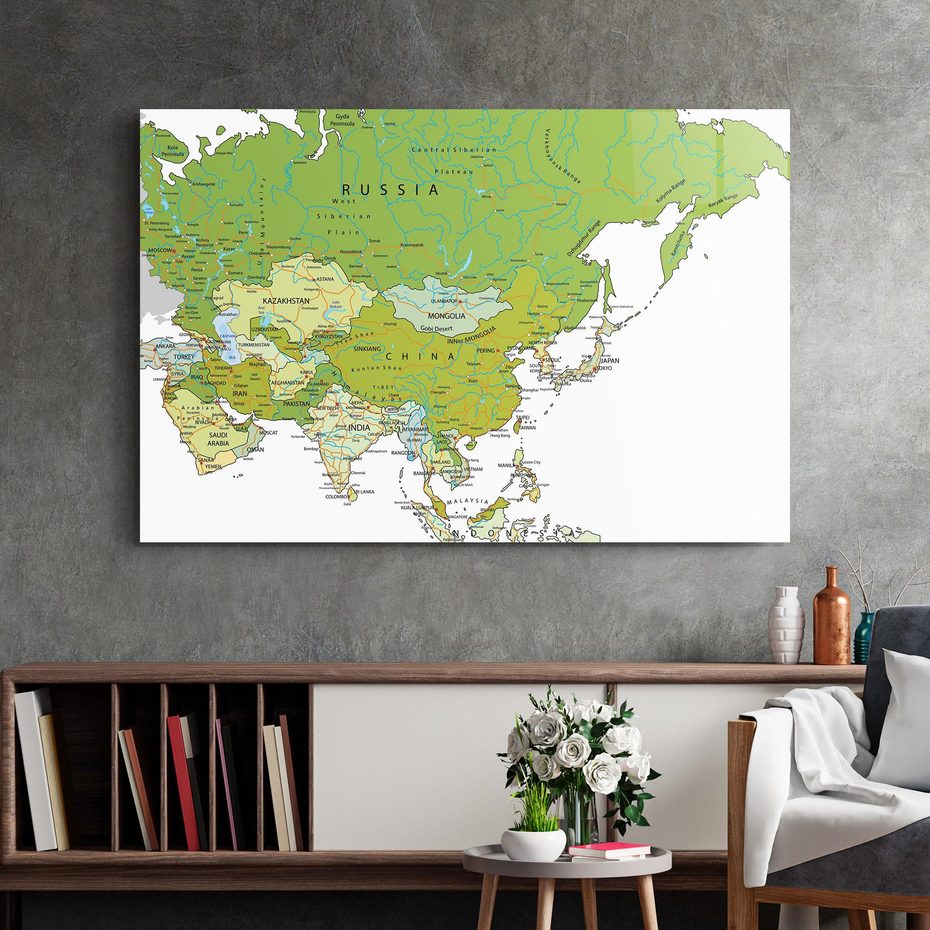 Стъклена картина Asia Green Map mockup 2