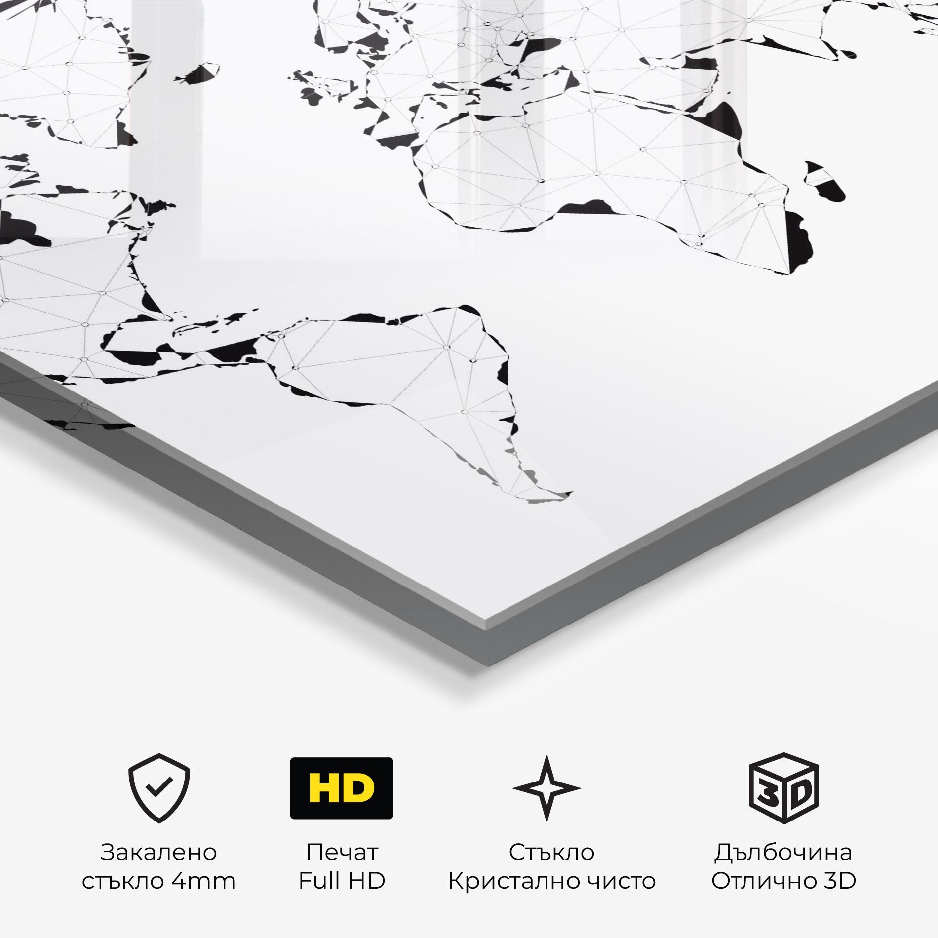 Стъклена картина Black Line Map mockup 3