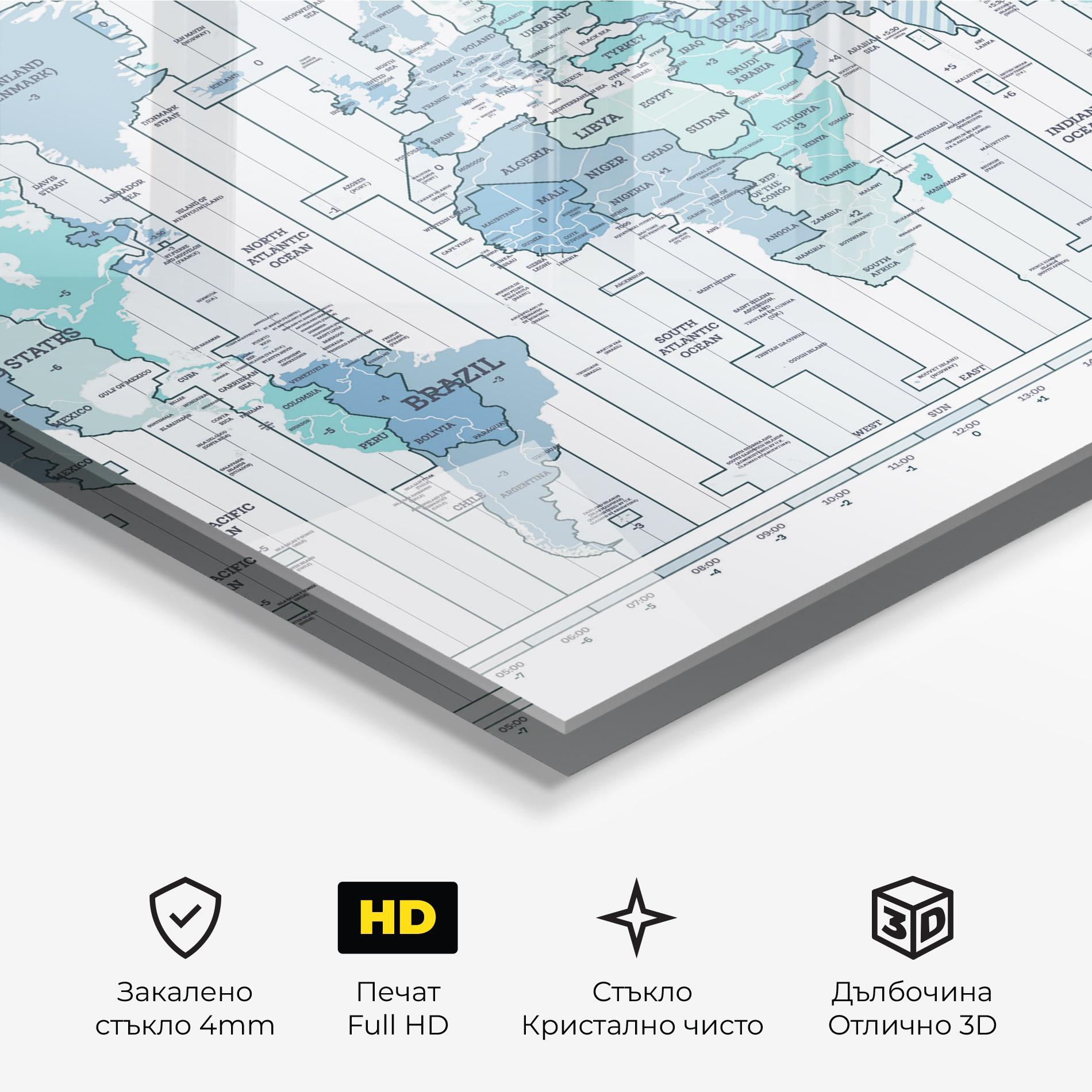 Стъклена картина Blue Green Map mockup 3