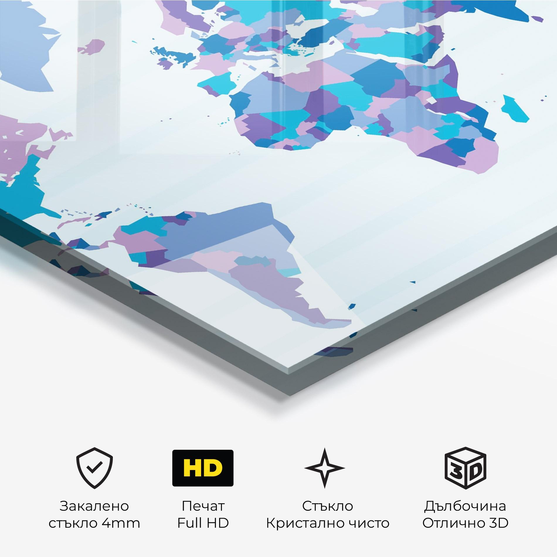 Стъклена картина Blue Purple Map mockup 3