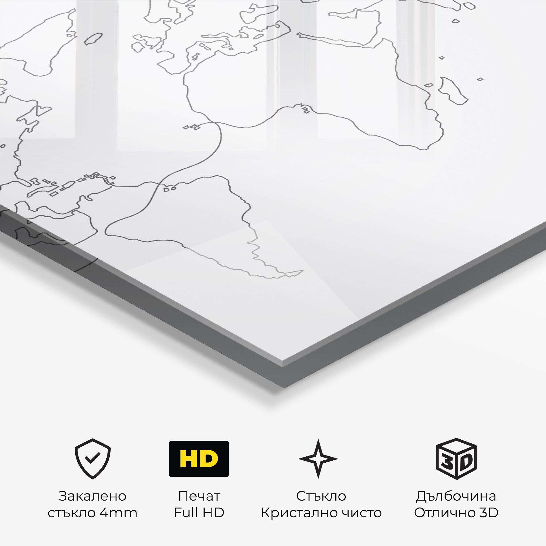 Стъклена картина Continuous Line Map mockup 3