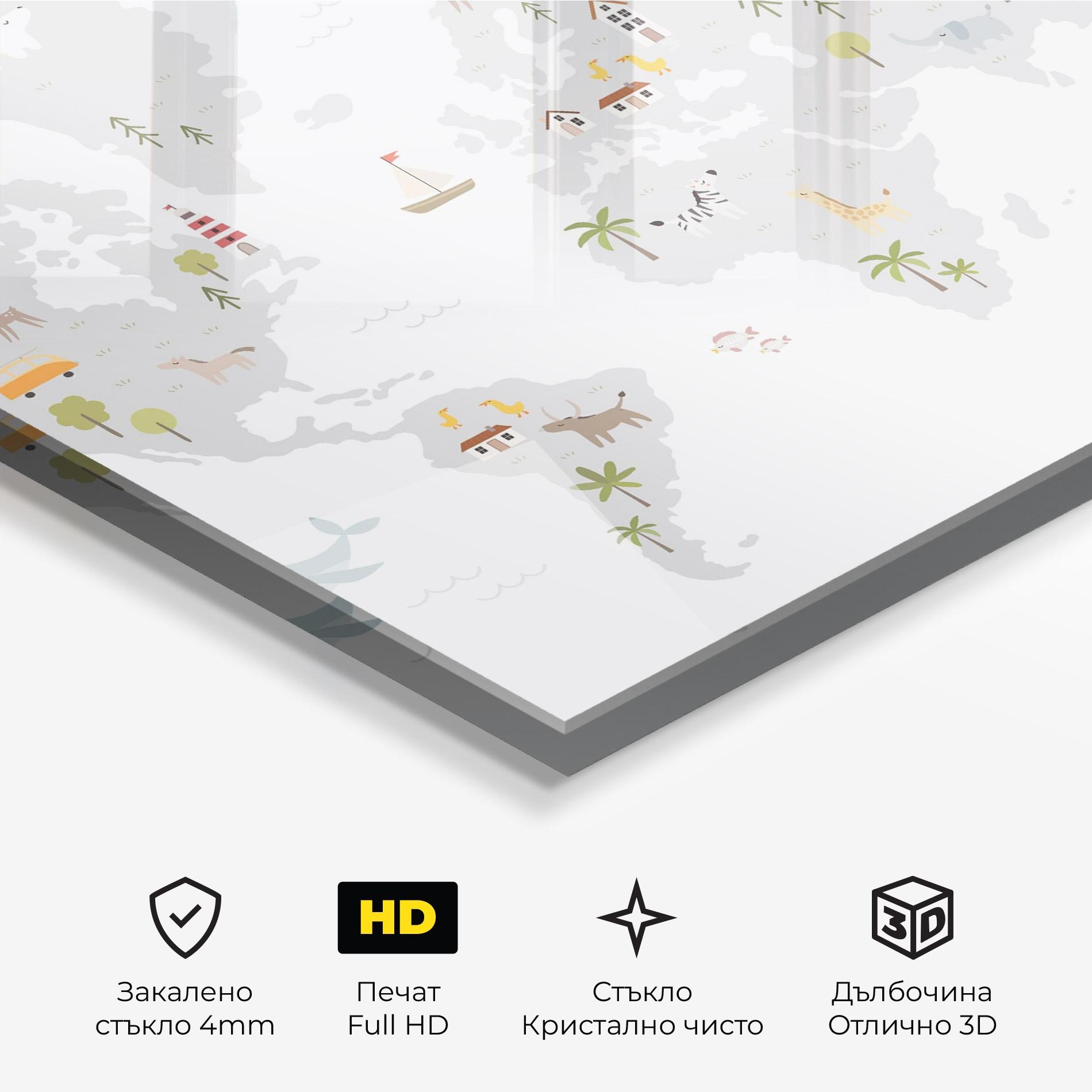 Стъклена картина Pretty Grey Map mockup 3