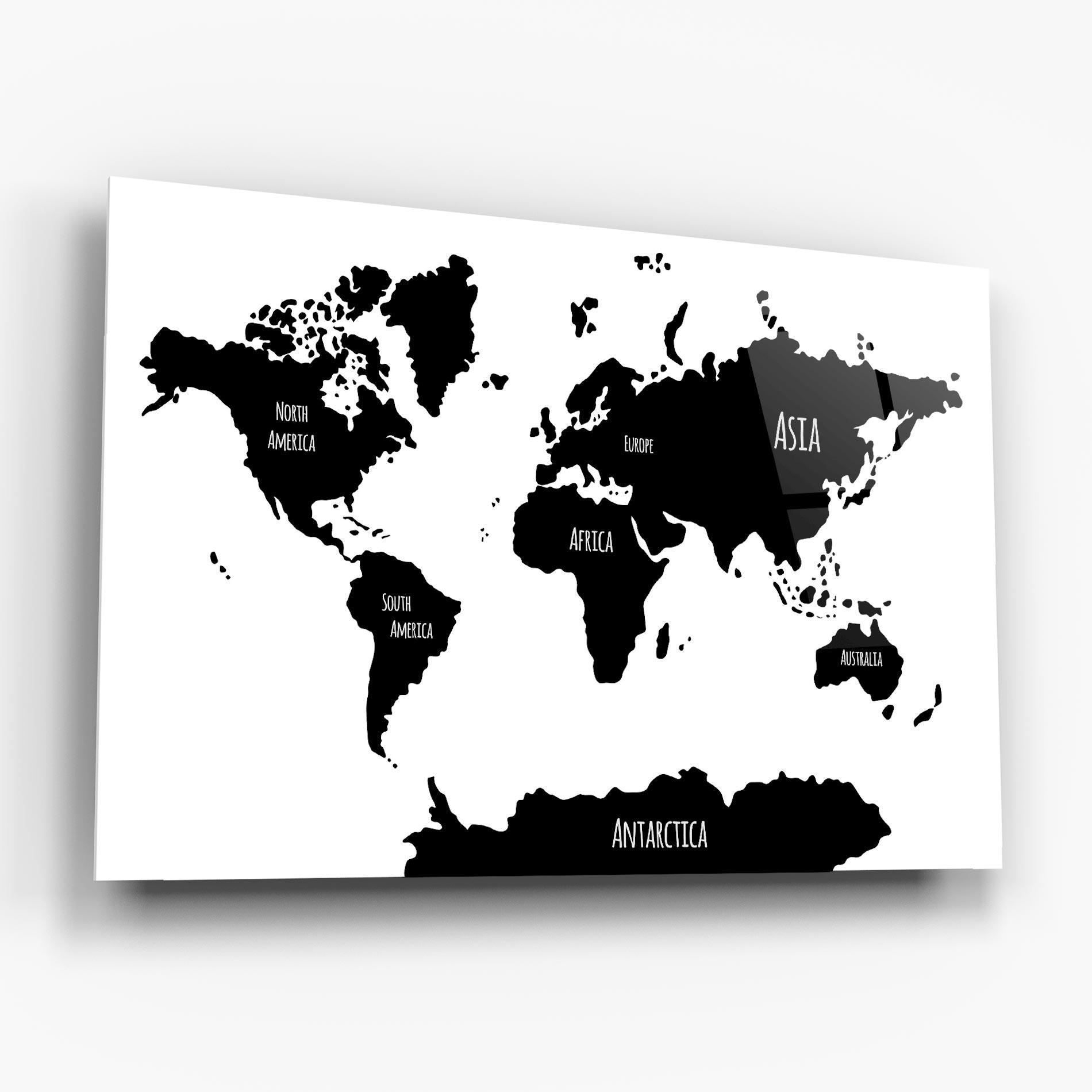 Стъклена картина Black Map World mockup 6
