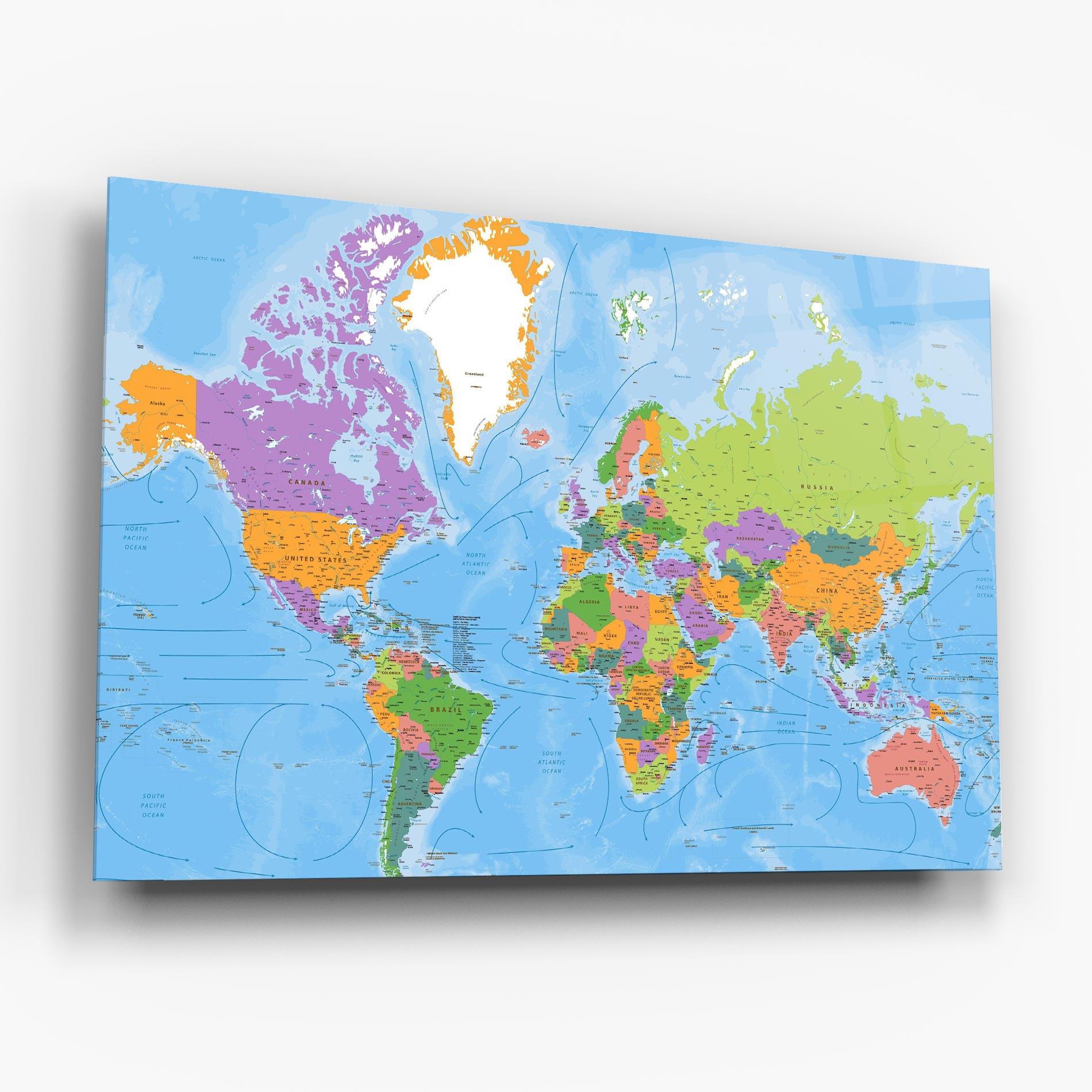 Стъклена картина Color World Map mockup 6