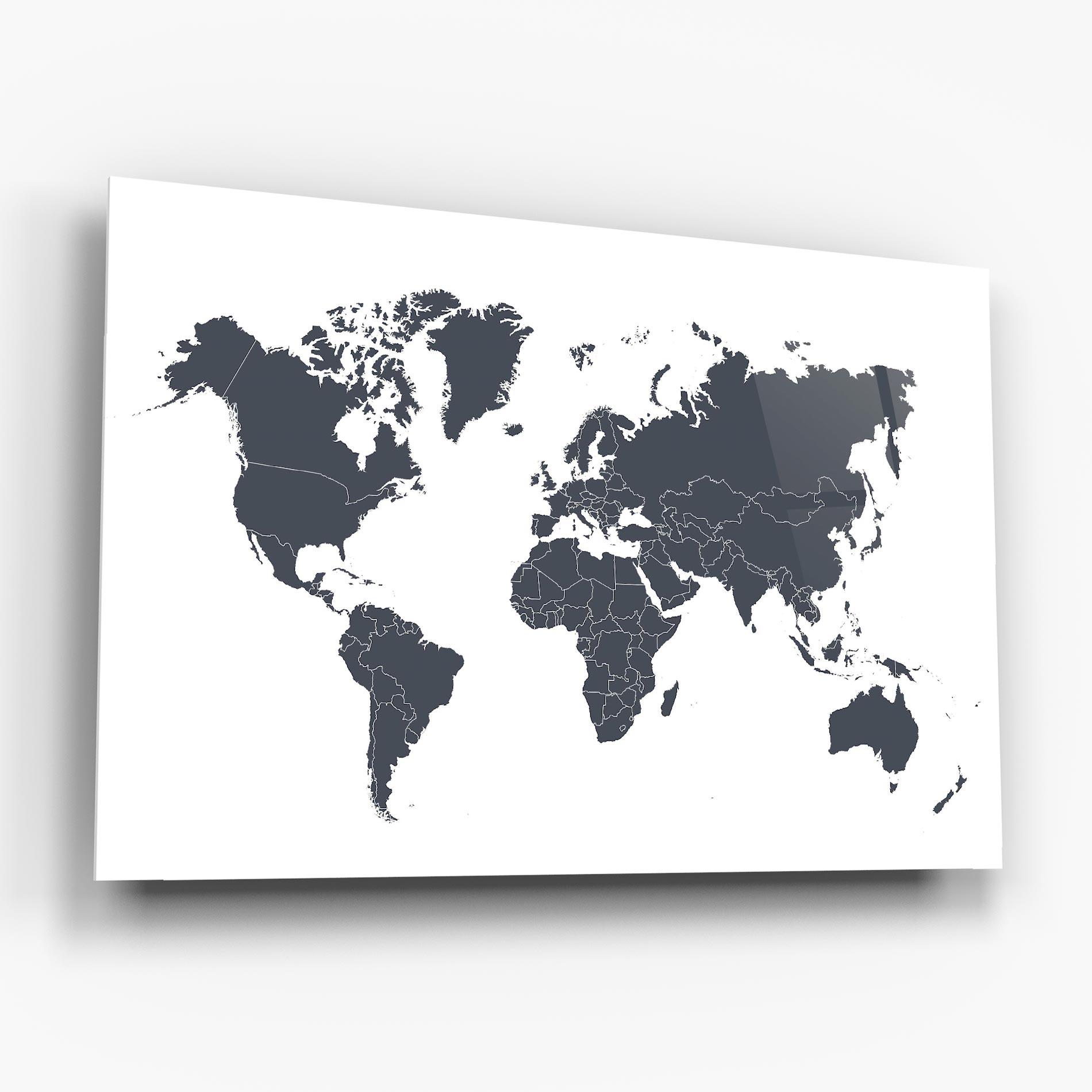 Стъклена картина World Grey Map mockup 6