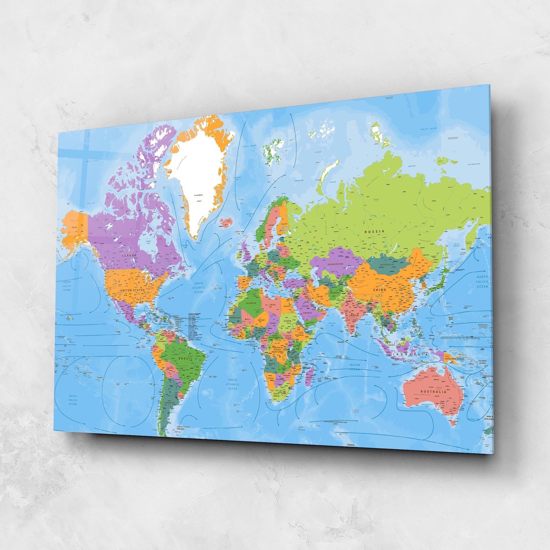 Стъклена картина Color World Map mockup 1