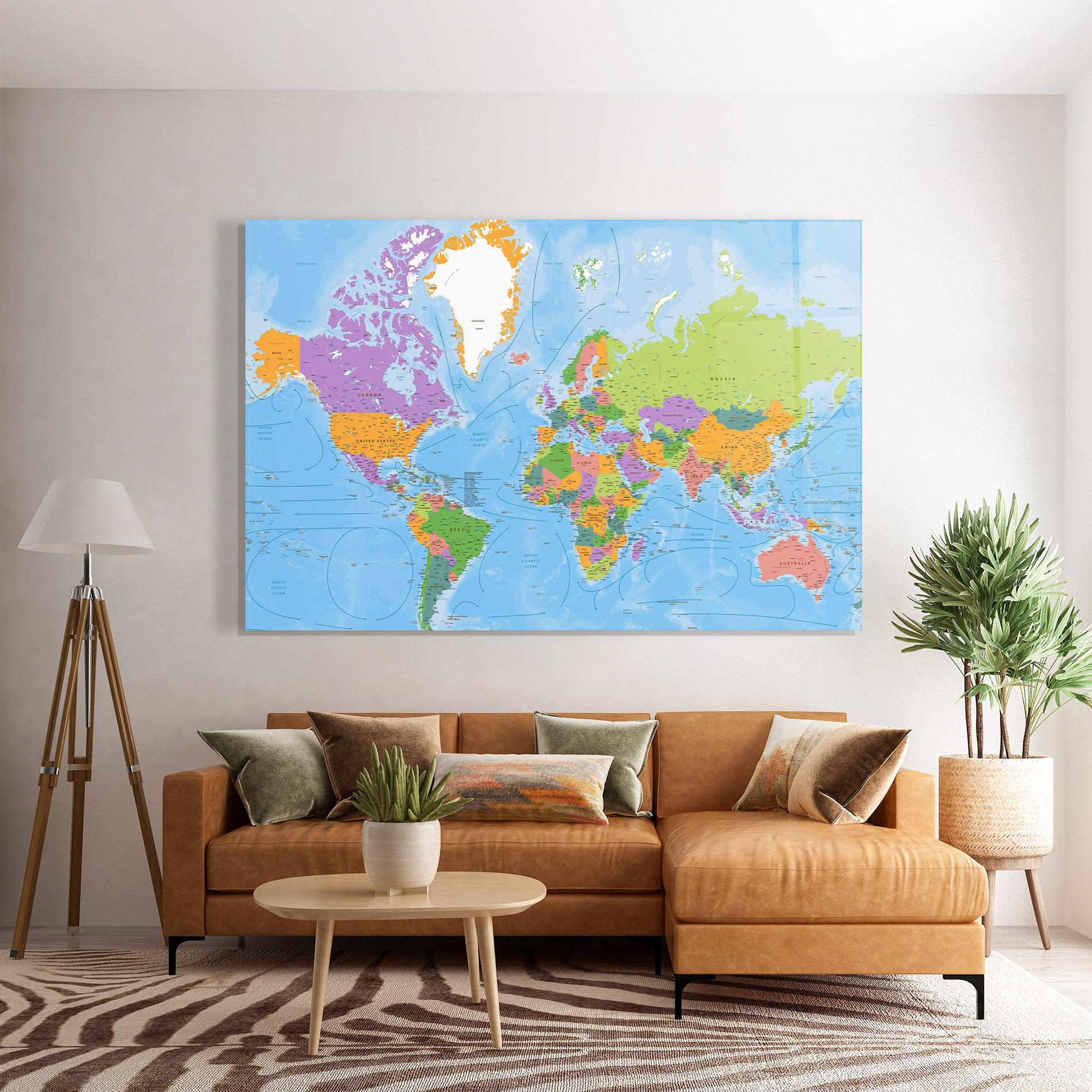 Стъклена картина Color World Map mockup 7