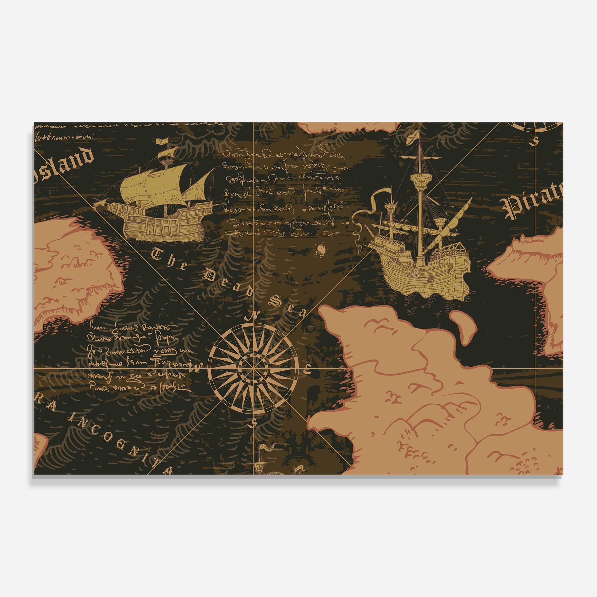 Стъклена картина Cool Old Map mockup 0