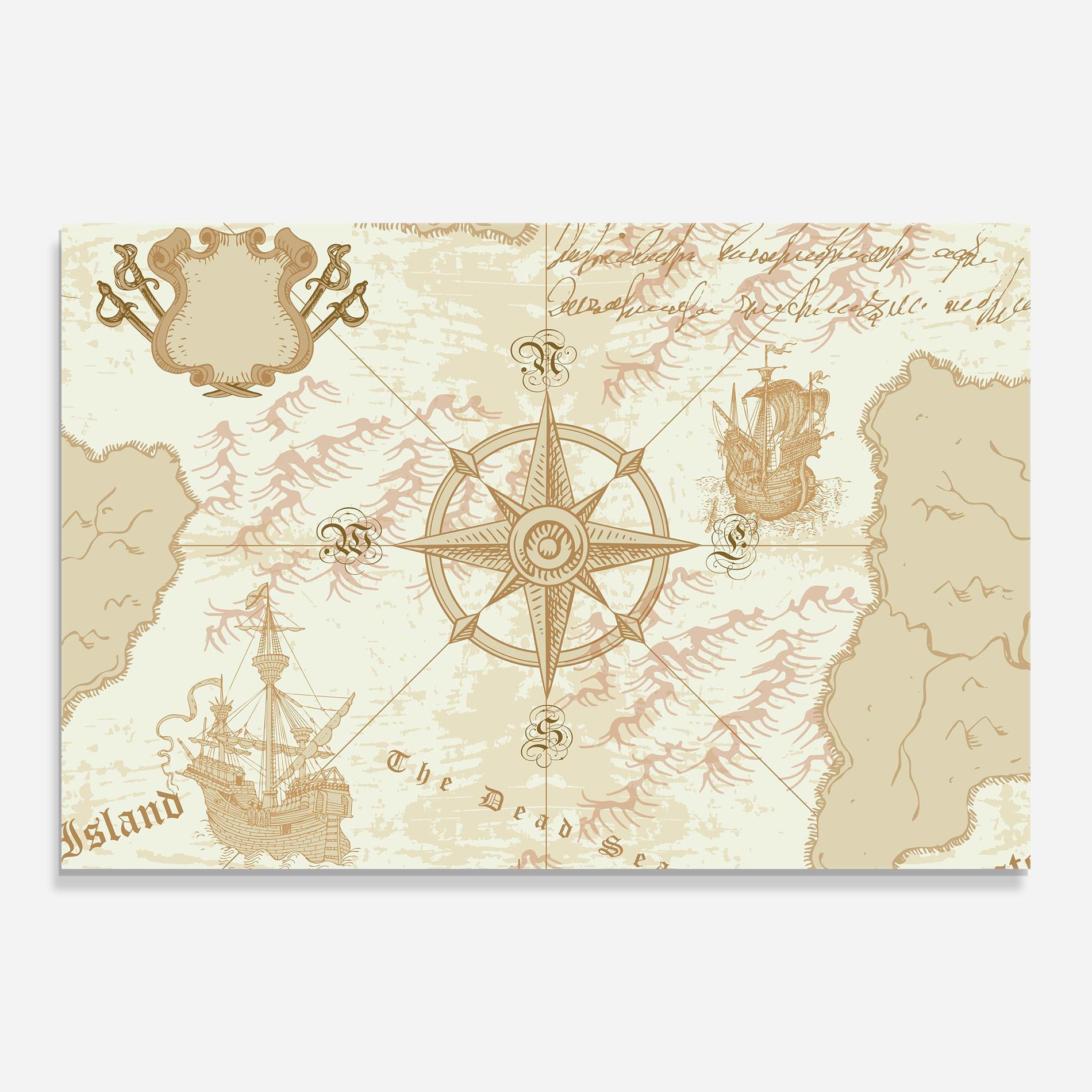 Стъклена картина Cream Compass mockup 0