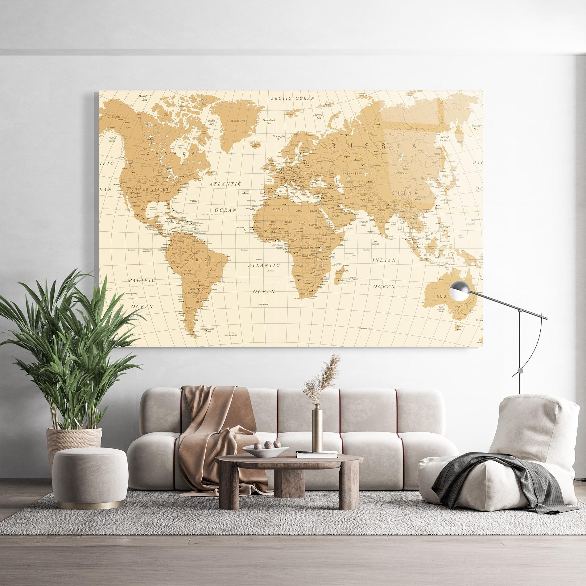 Стъклена картина Old Map Cream mockup 9