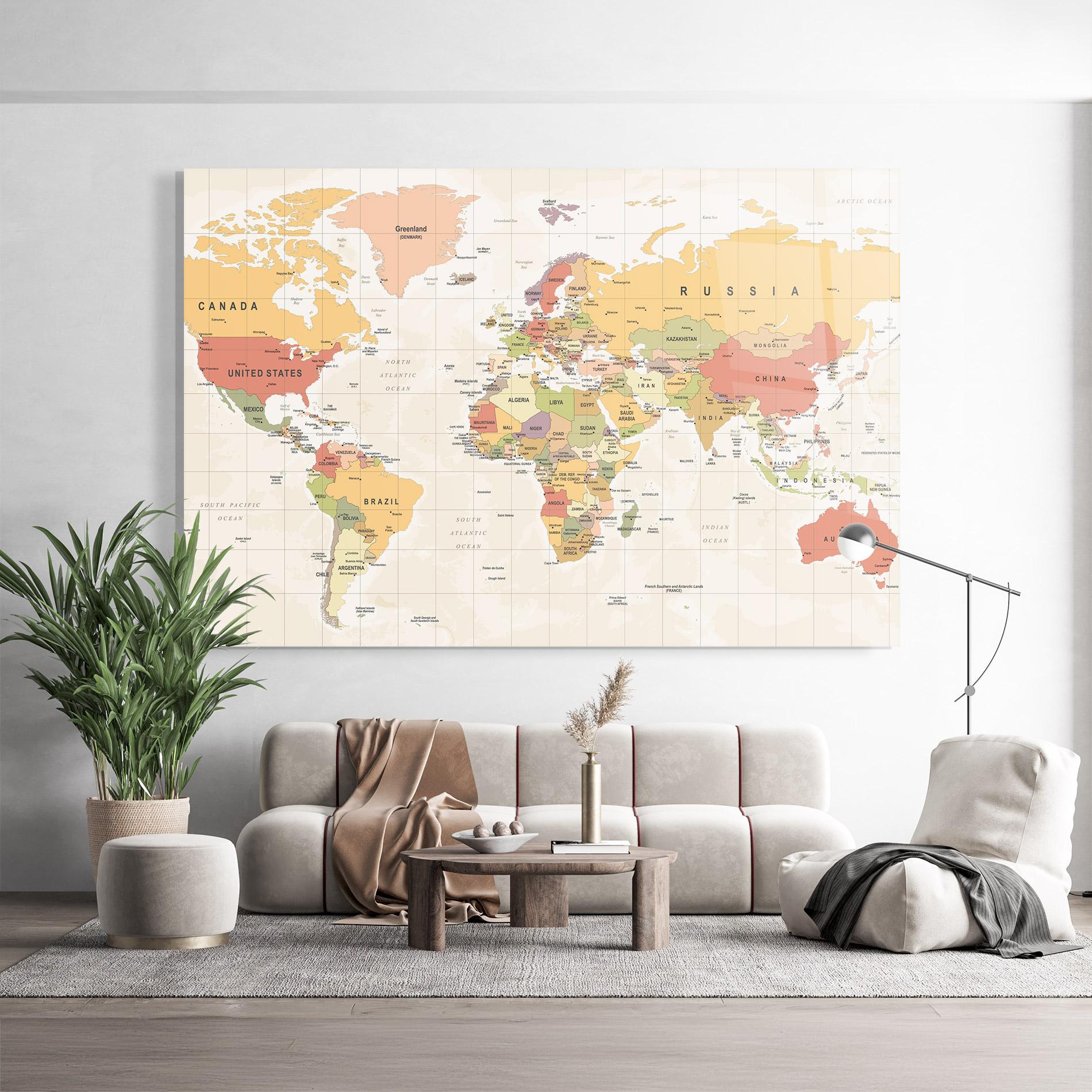 Стъклена картина Orange Cream Map mockup 9