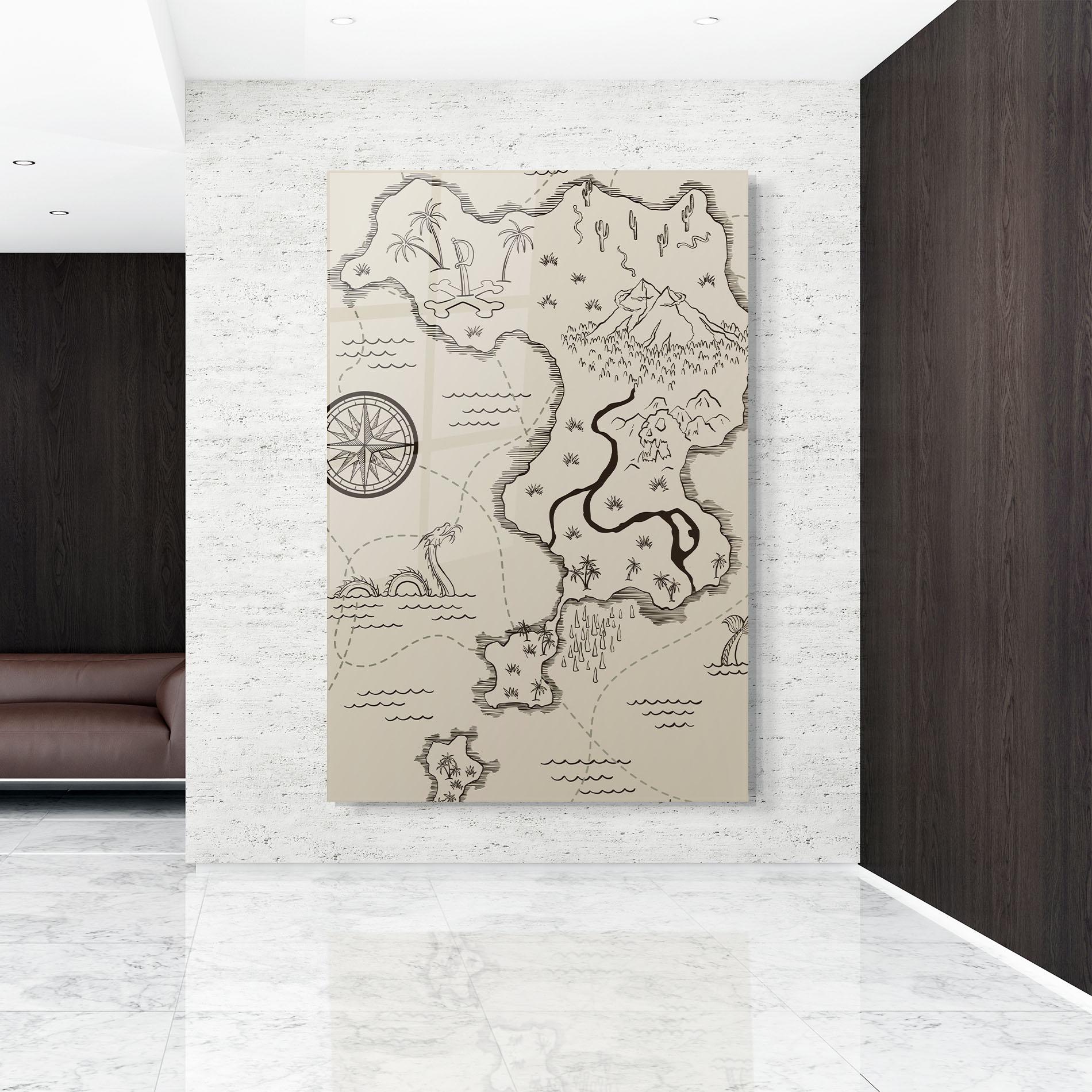 Стъклена картина Cream Island Map mockup 9