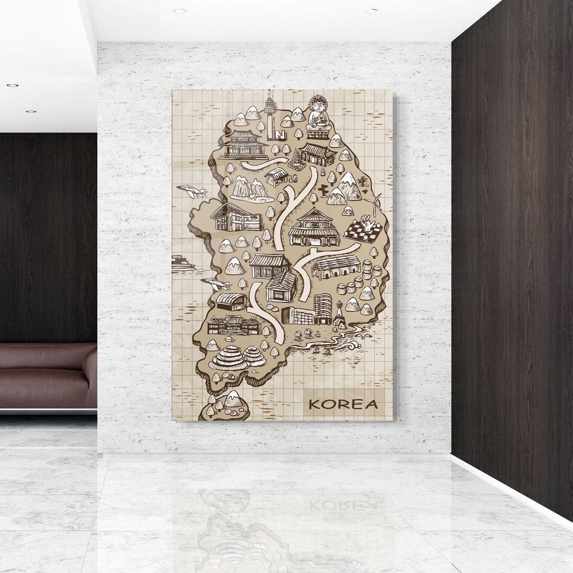 Стъклена картина Old Korea Map mockup 9