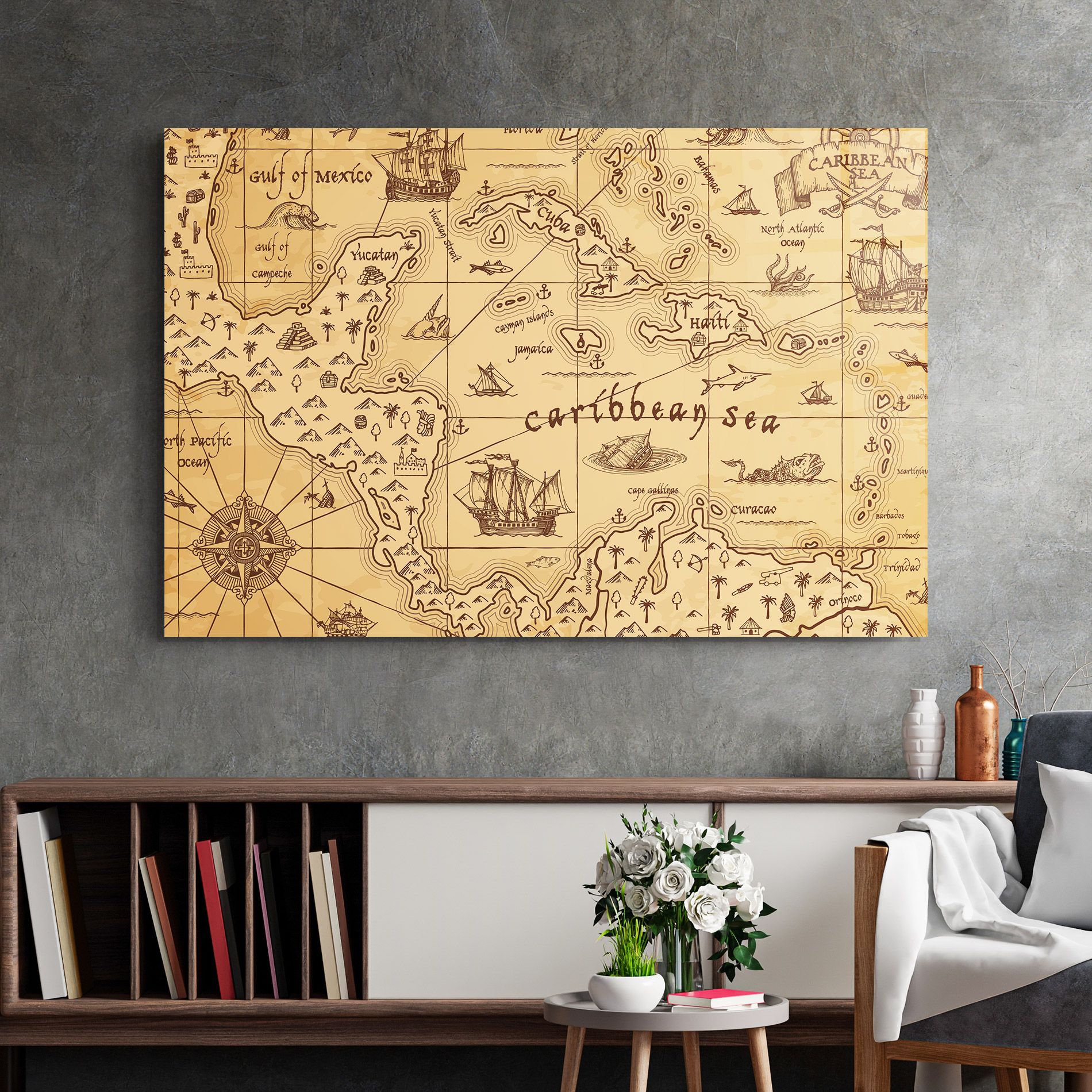 Caribbean Sea Map mockup 2