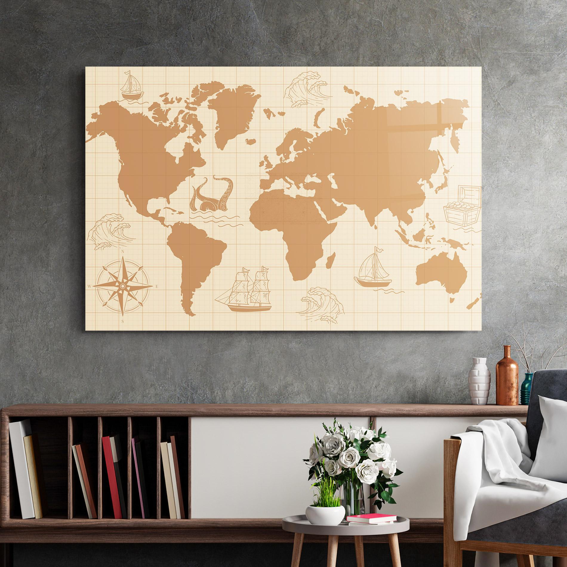 Стъклена картина Light Cream Map mockup 2