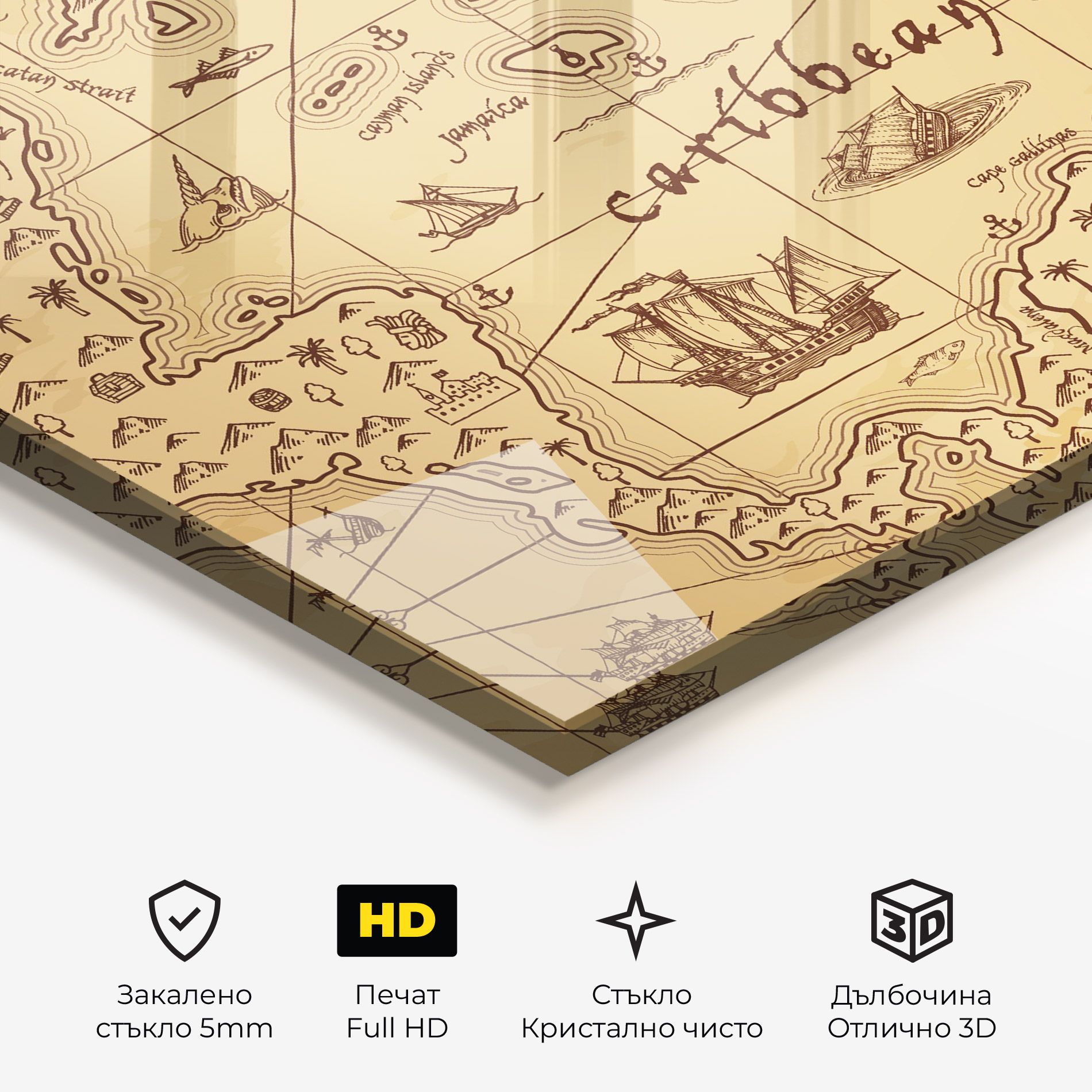 Caribbean Sea Map mockup 3